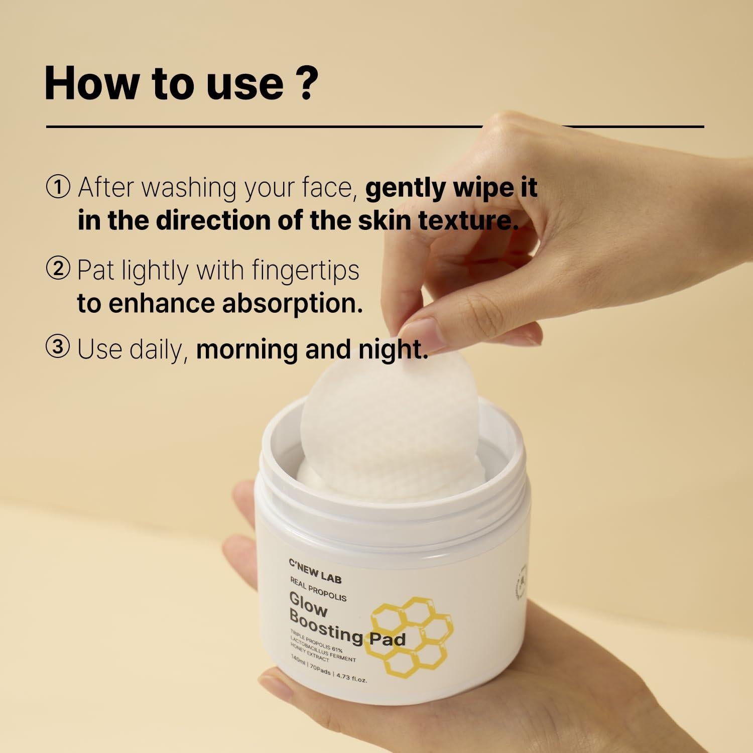 C'NEW LAB Almohadillas Faciales Propolis Glow 70 Unidades