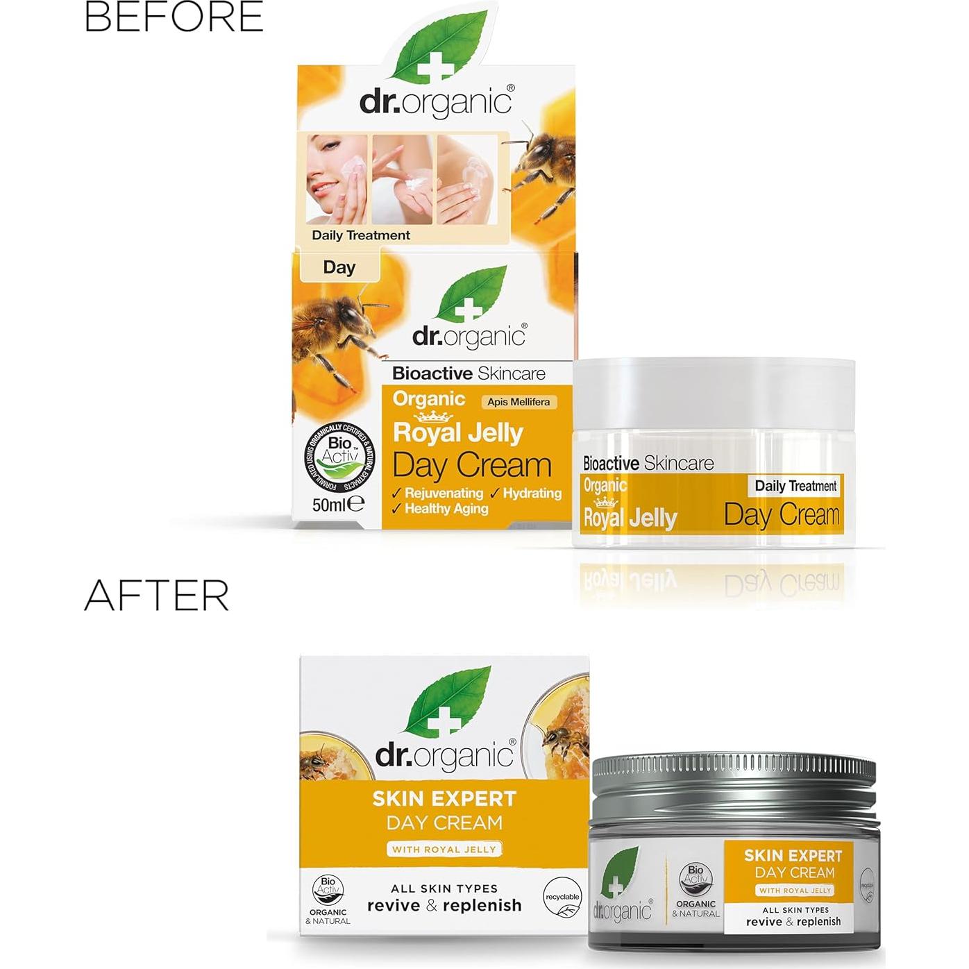 Crema de Día Hidratante Dr Organic 50ml con Jalea Real