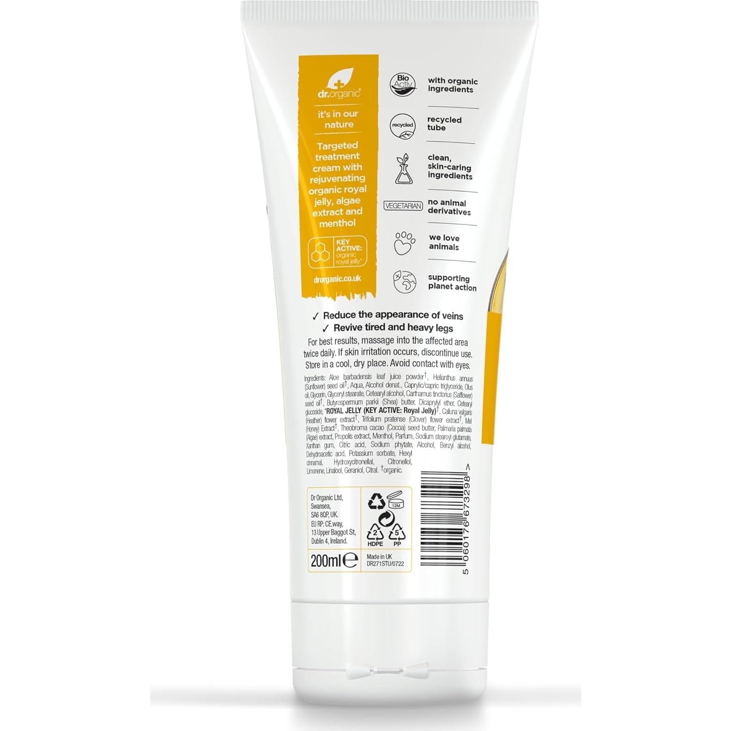 Crema Bioactiva para Piernas Dr Organic 200ml - Varices
