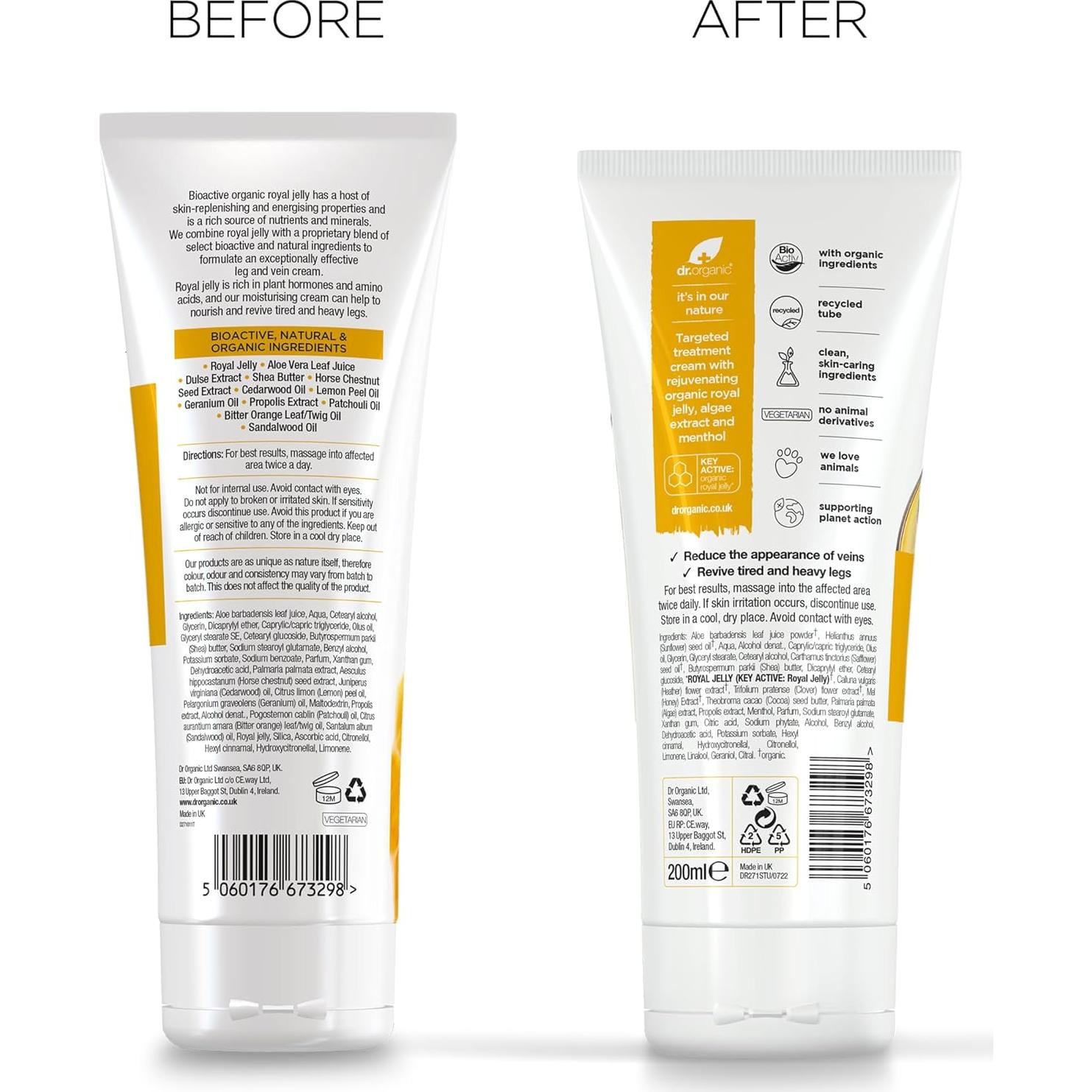 Crema Bioactiva para Piernas Dr Organic 200ml - Varices