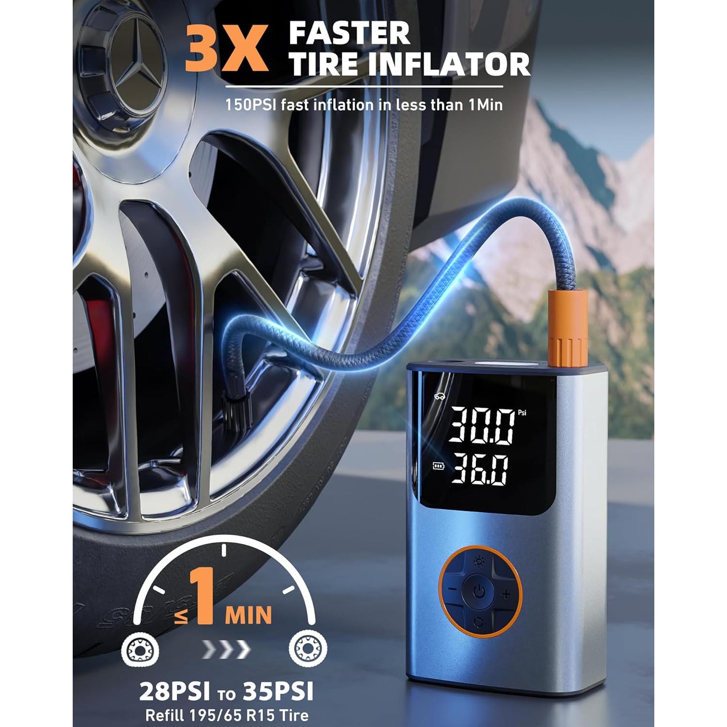 Compresor de Aire OFISPEED Portátil 150 PSI con Pantalla LCD