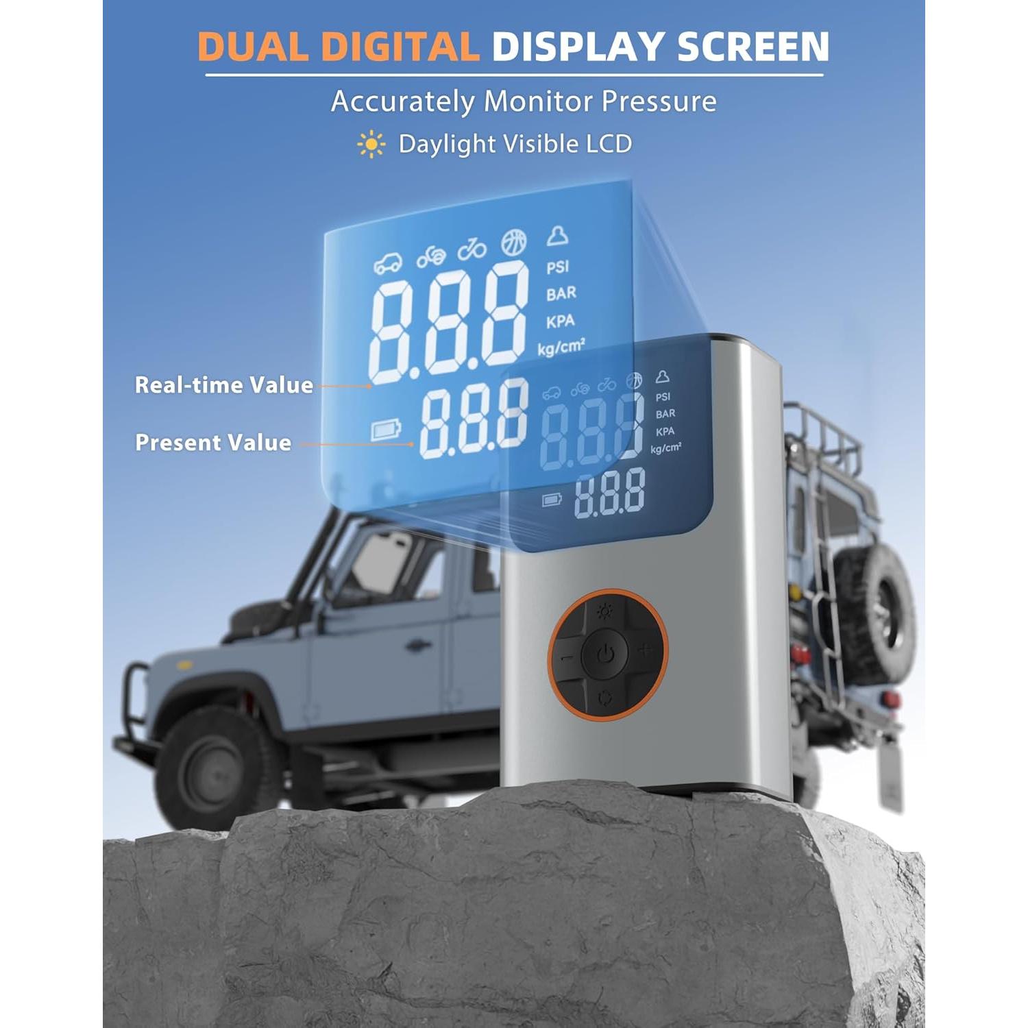 Compresor de Aire OFISPEED Portátil 150 PSI con Pantalla LCD