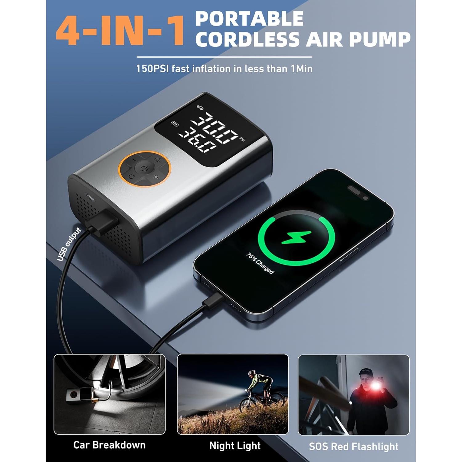 Compresor de Aire OFISPEED Portátil 150 PSI con Pantalla LCD