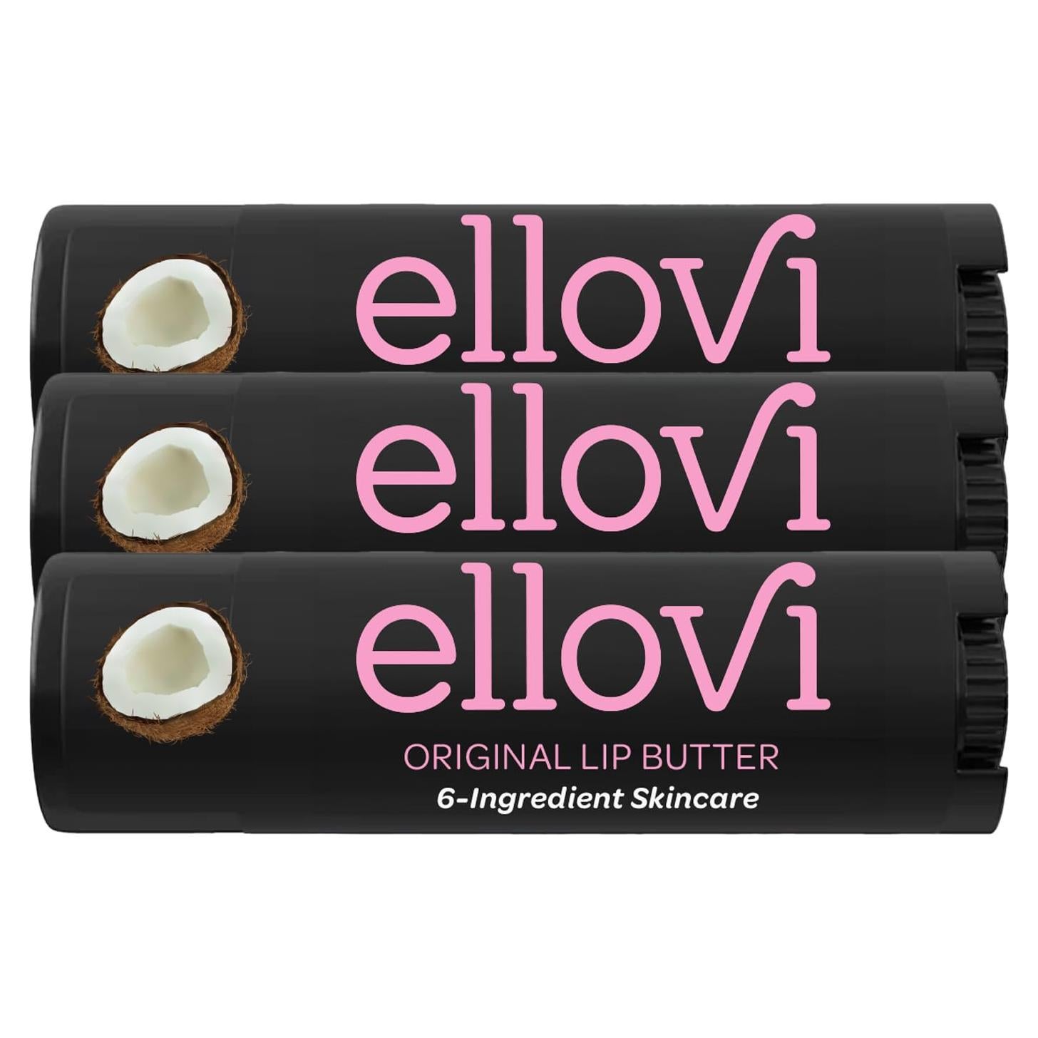 Mantequilla de Labios Natural Ellovi 3-Pack 100% Vegana