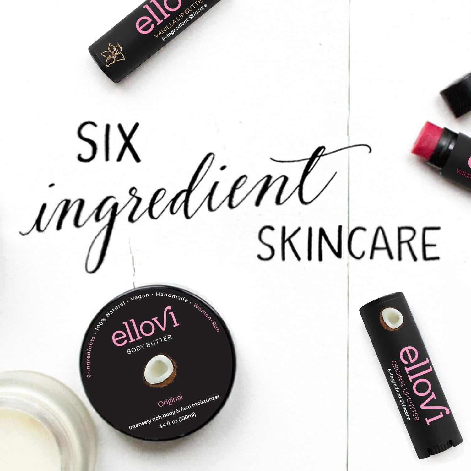 Mantequilla de Labios Natural Ellovi - Hidratante Vegano 2 Unidades