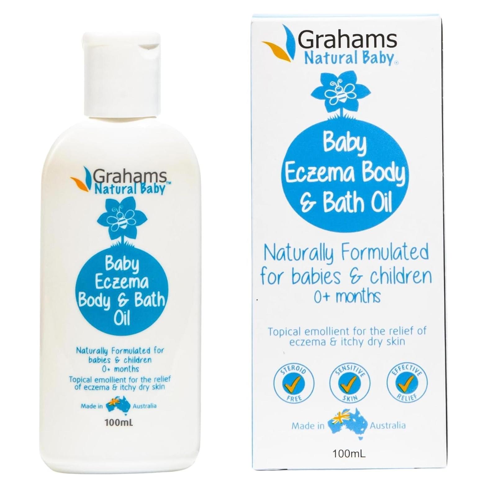 Aceite Corporal y de Baño Grahams para Bebés 95g - Eccema y Costra Láctea