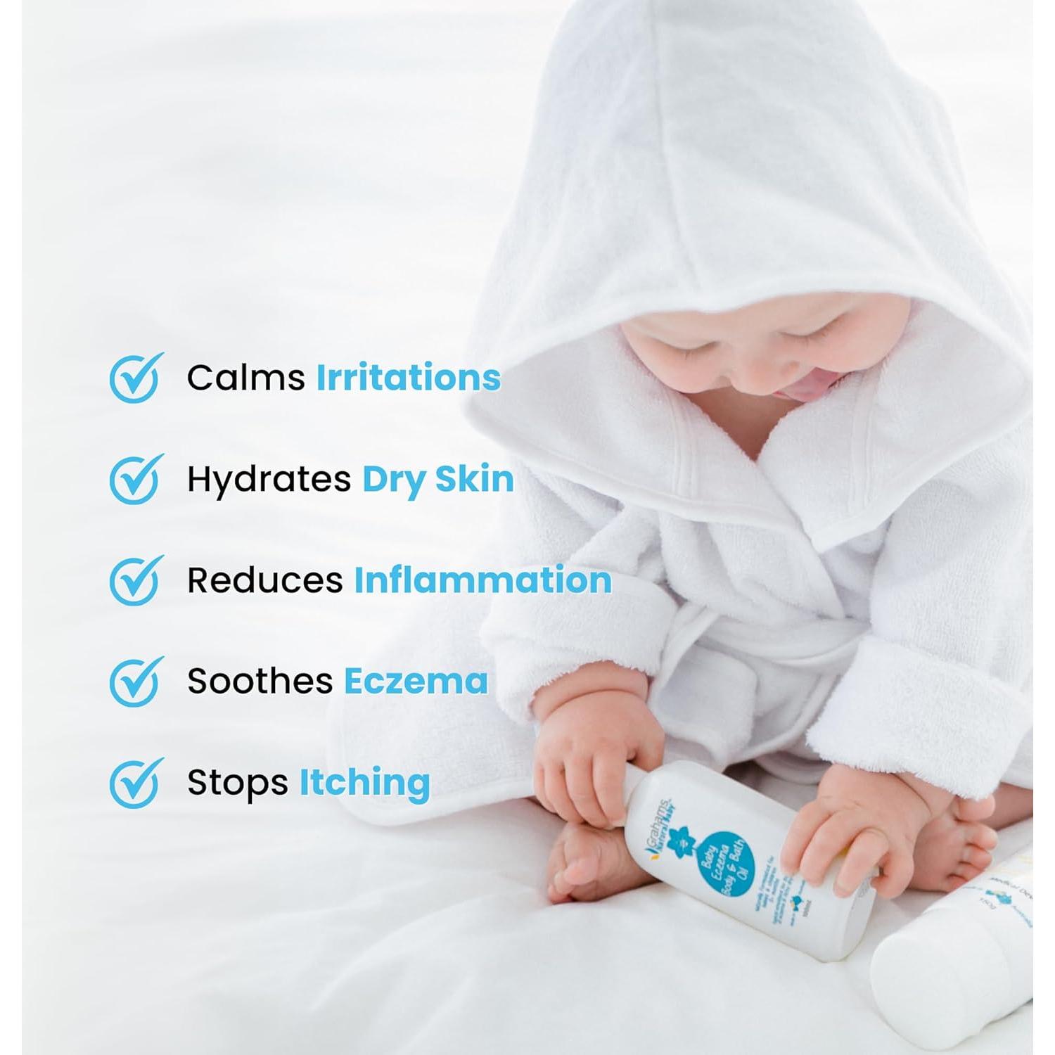 Aceite Corporal y de Baño Grahams para Bebés 95g - Eccema y Costra Láctea