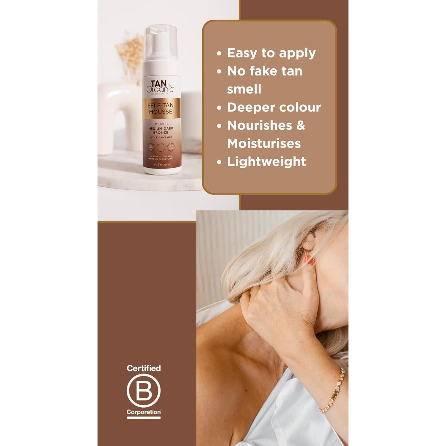 Mousse Autobronceador TanOrganic 170g - Bronceado Natural Sin Sol