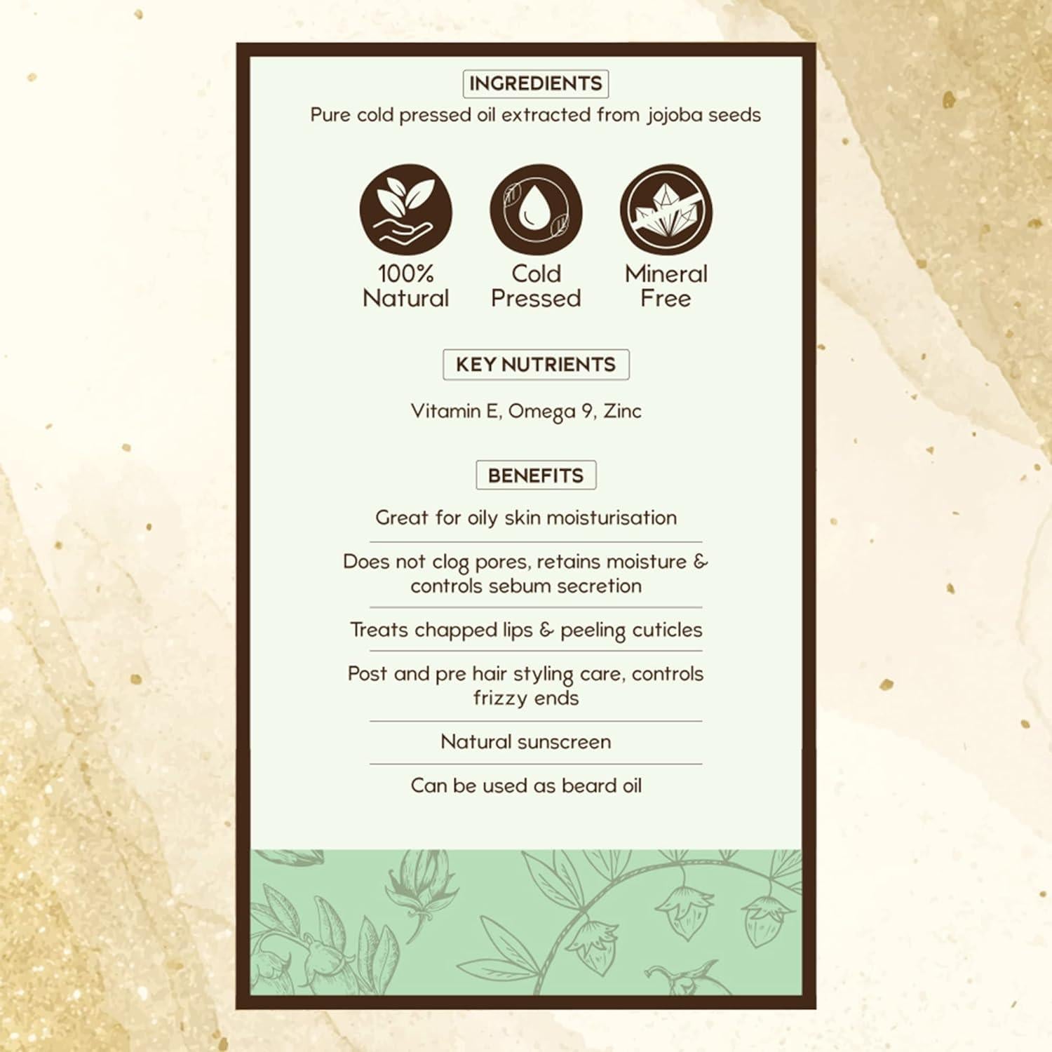 Aceite de Jojoba Puro 100% N.A.T. Habit 50ml - Hidratante Piel y Cabello