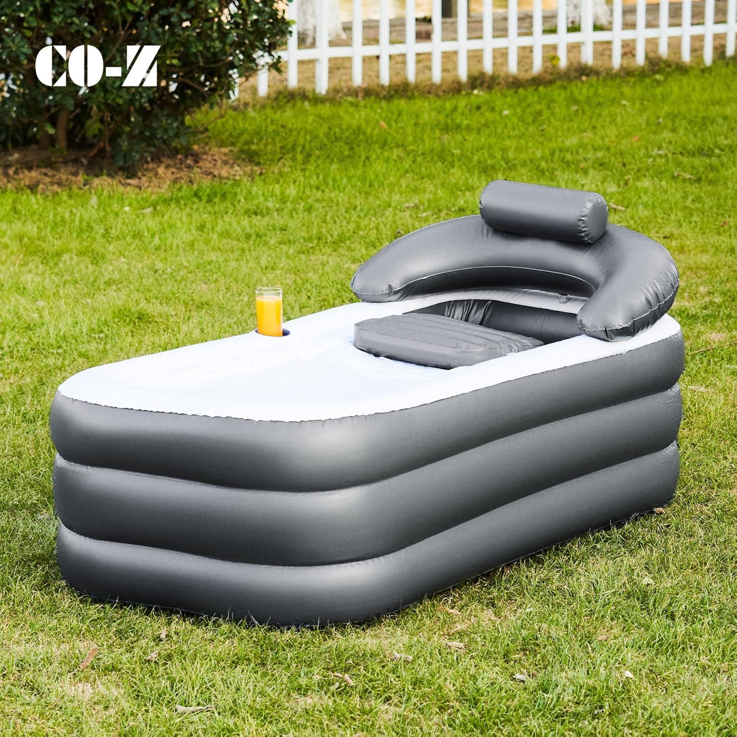 Bañera Inflable CO-Z Gris con Bomba y Almohada
