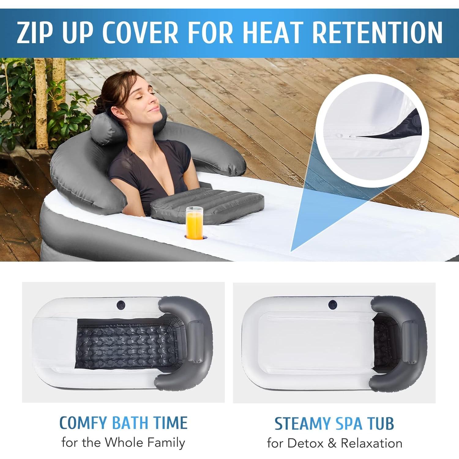 Bañera Inflable CO-Z Gris con Bomba y Almohada