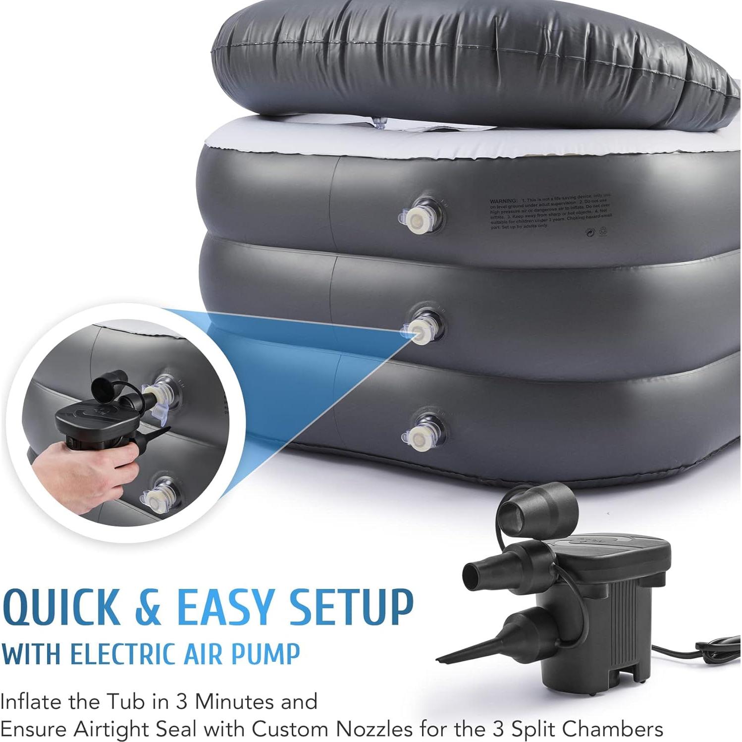 Bañera Inflable CO-Z Gris con Bomba y Almohada