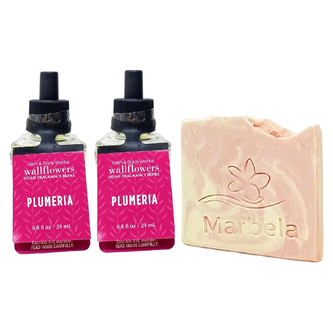 Recargas de Fragancia Plumeria Bath & Body Works - 2x24mL + Jabón Sal del Himalaya