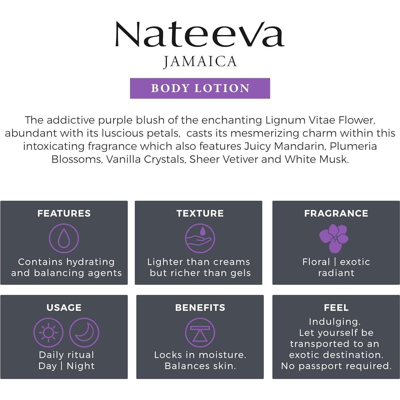 Loción Corporal Hidratante Nateeva Flor de Lignum Vitae 200ml