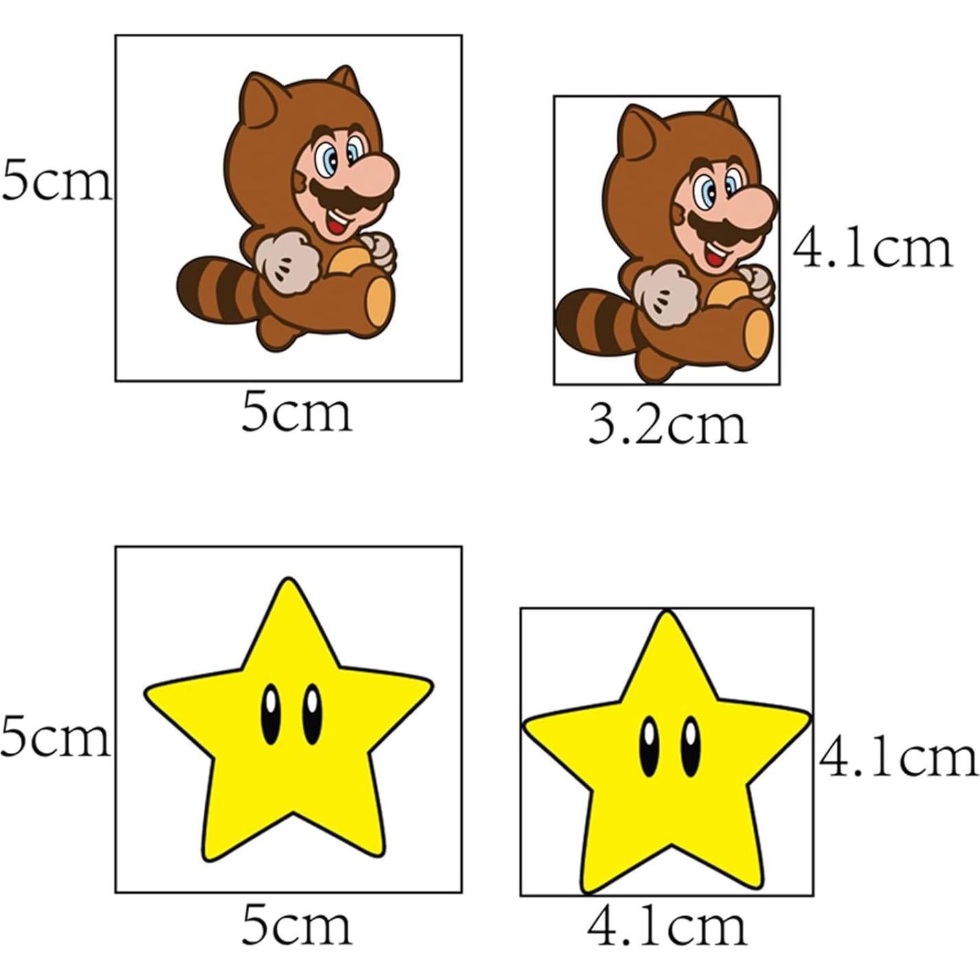 20 Hojas de Tatuajes Temporales Mario para Niños