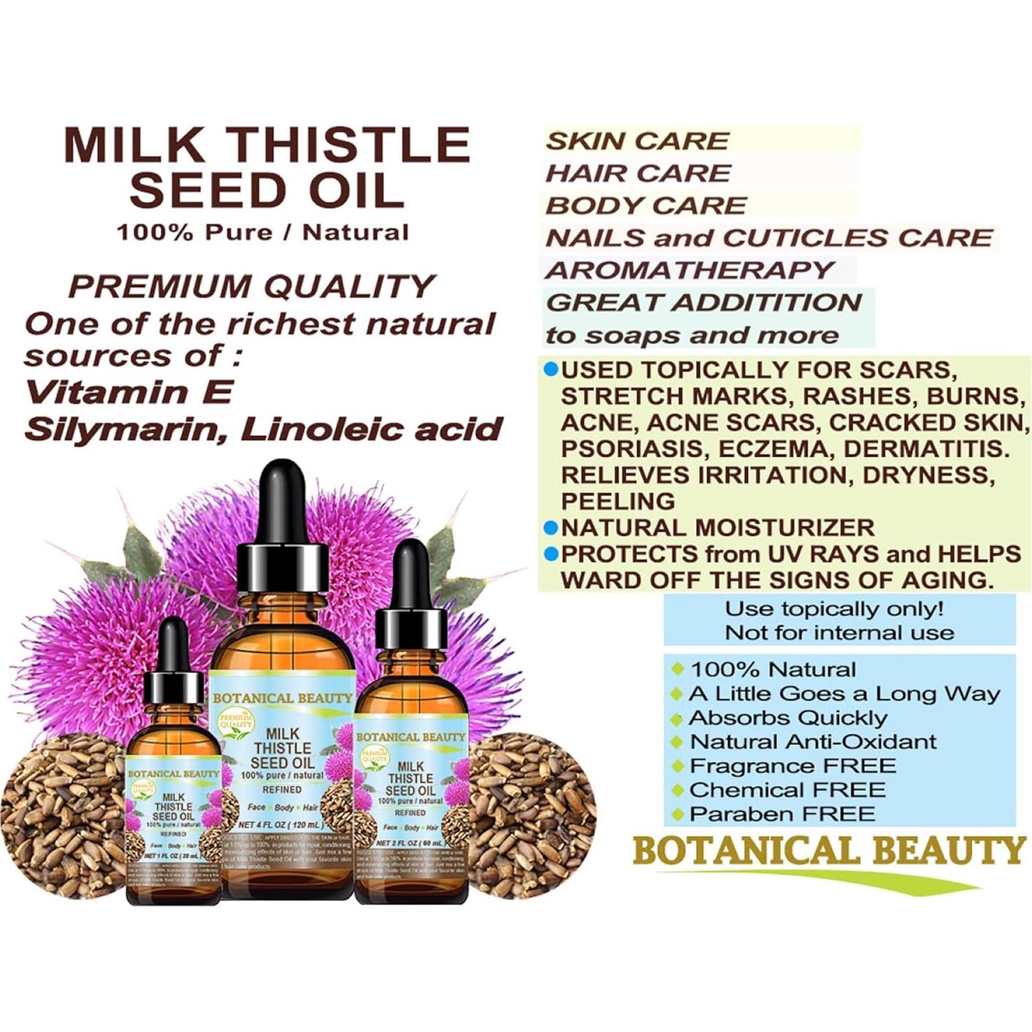 Aceite de Semilla de Cardo Lechoso 100% Puro 60 ml - Silybum marianum