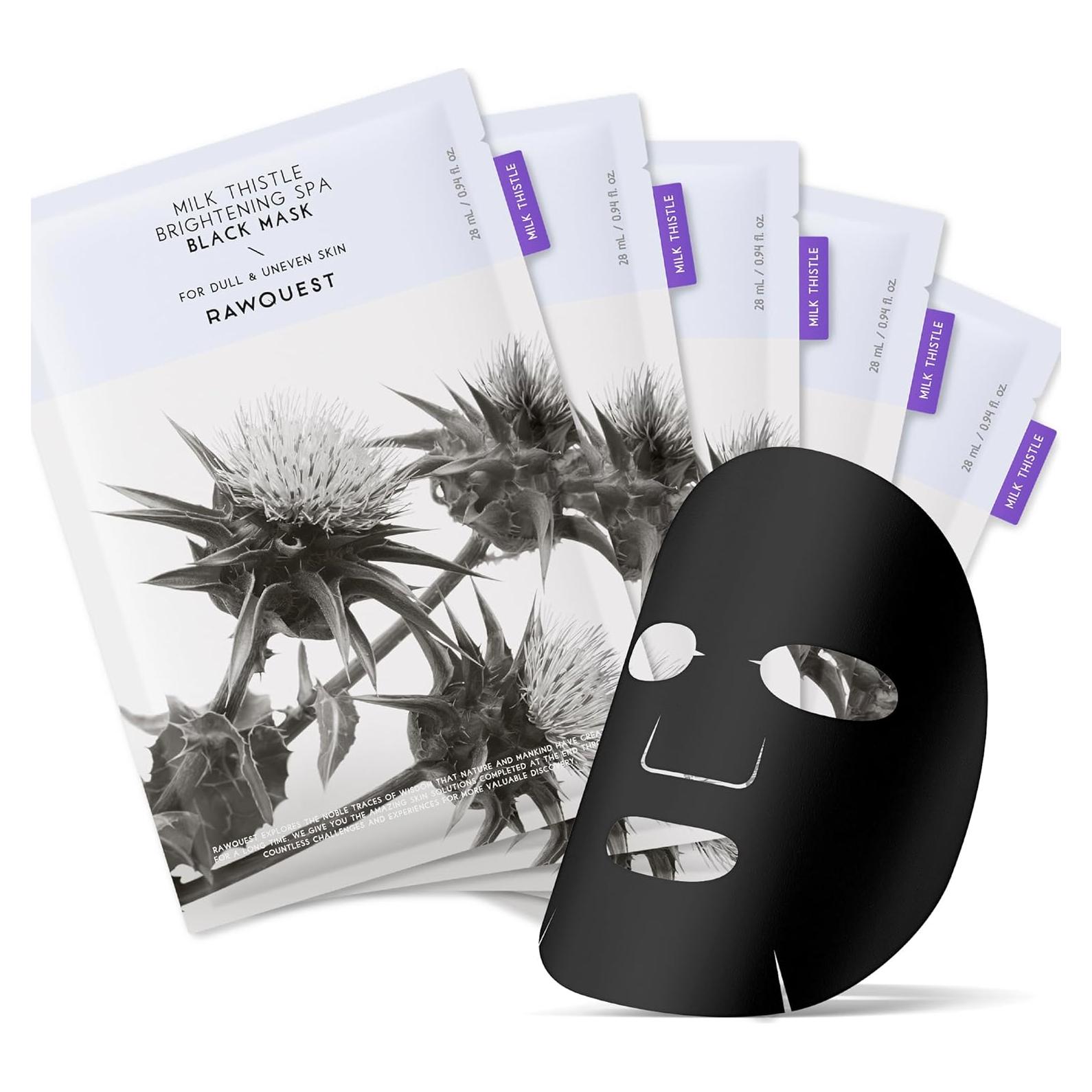 Mascarilla Negra Iluminadora RAWQUEST Cardo Lechero 5 Piezas