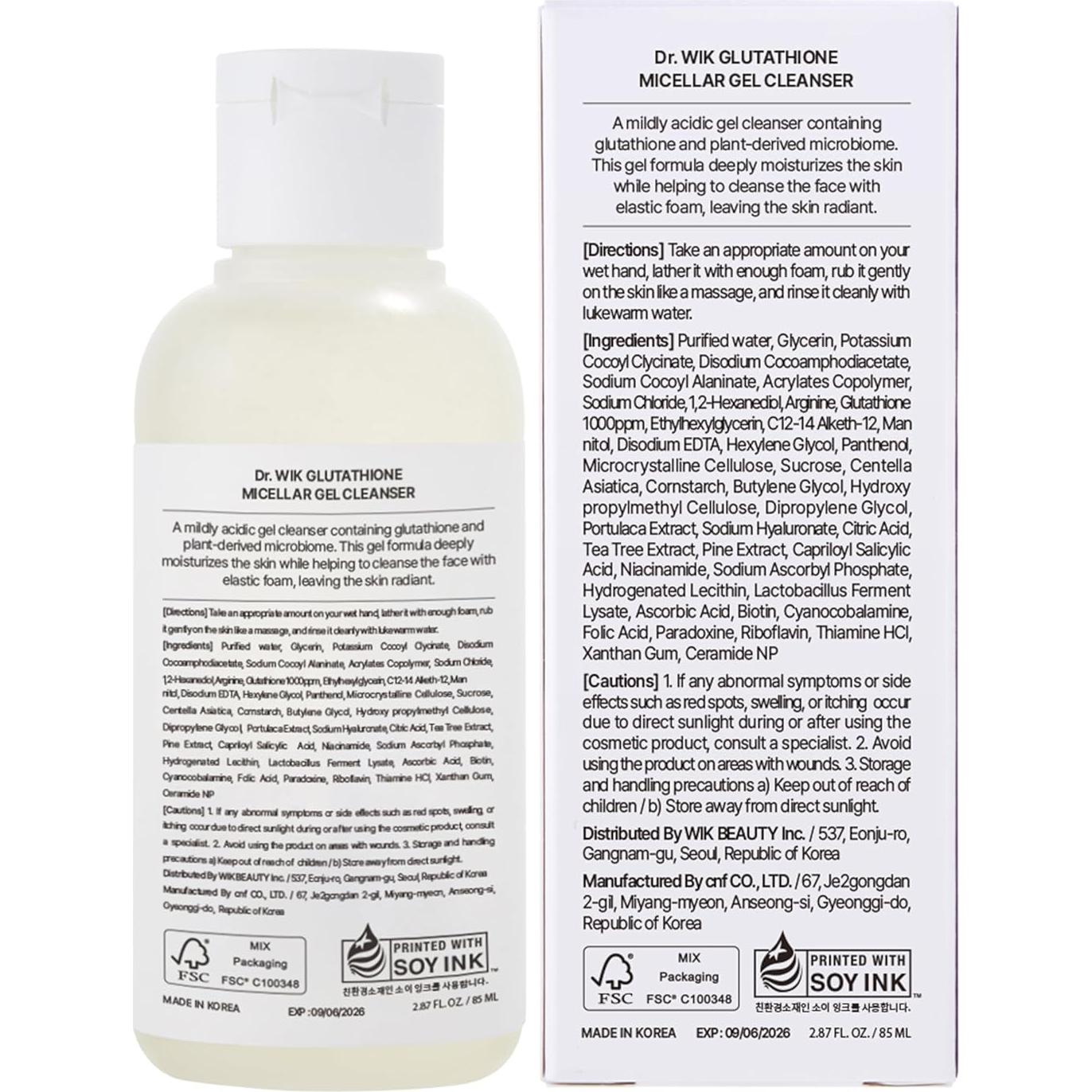 Gel Limpiador Facial Dr.WIK 85 ml x 3 - Glutatión y Ácido Hialurónico