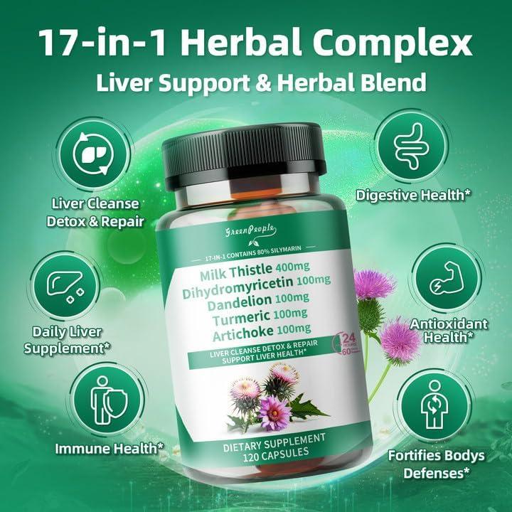 Cápsulas de Limpieza Hepática GreenPeople 120pcs - Cardo Mariano