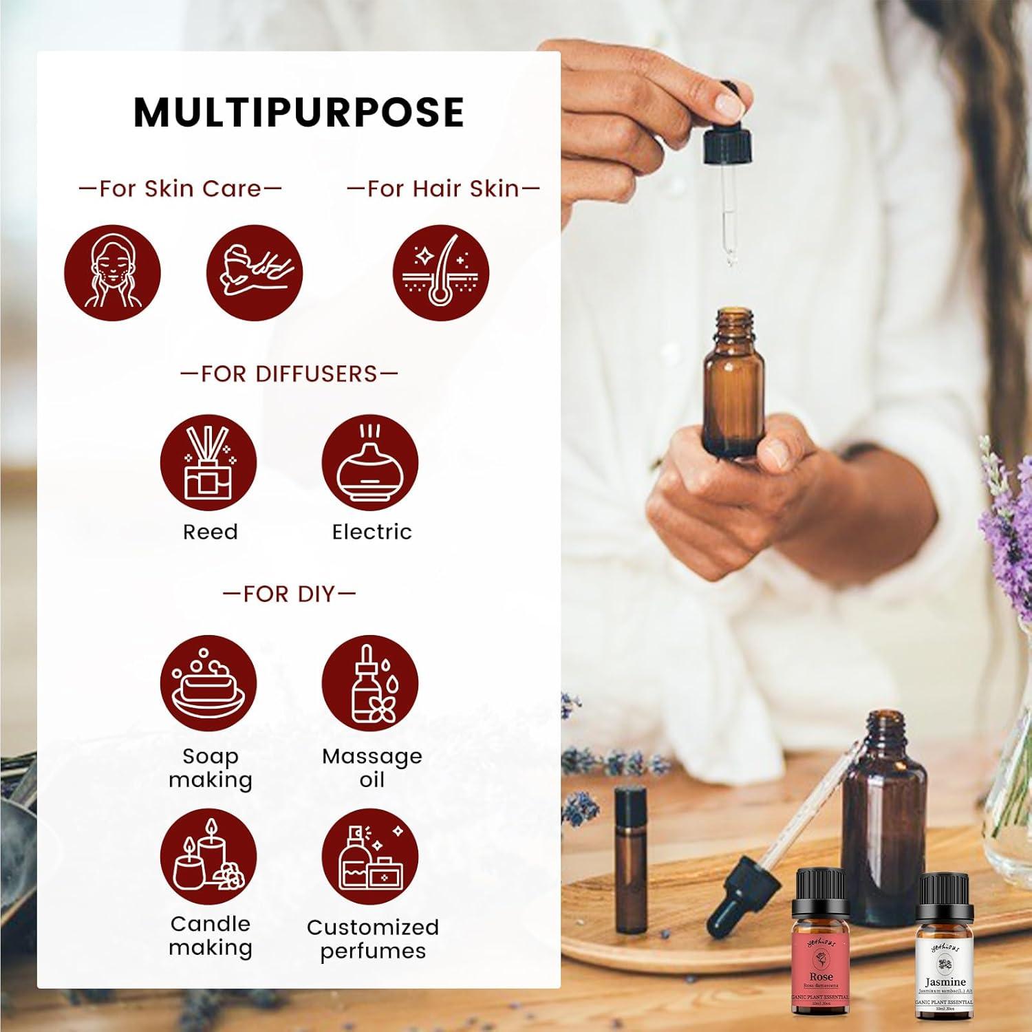 Set de Aceite Esencial Orgánico Yethious Rosa y Jazmín 2x10ml