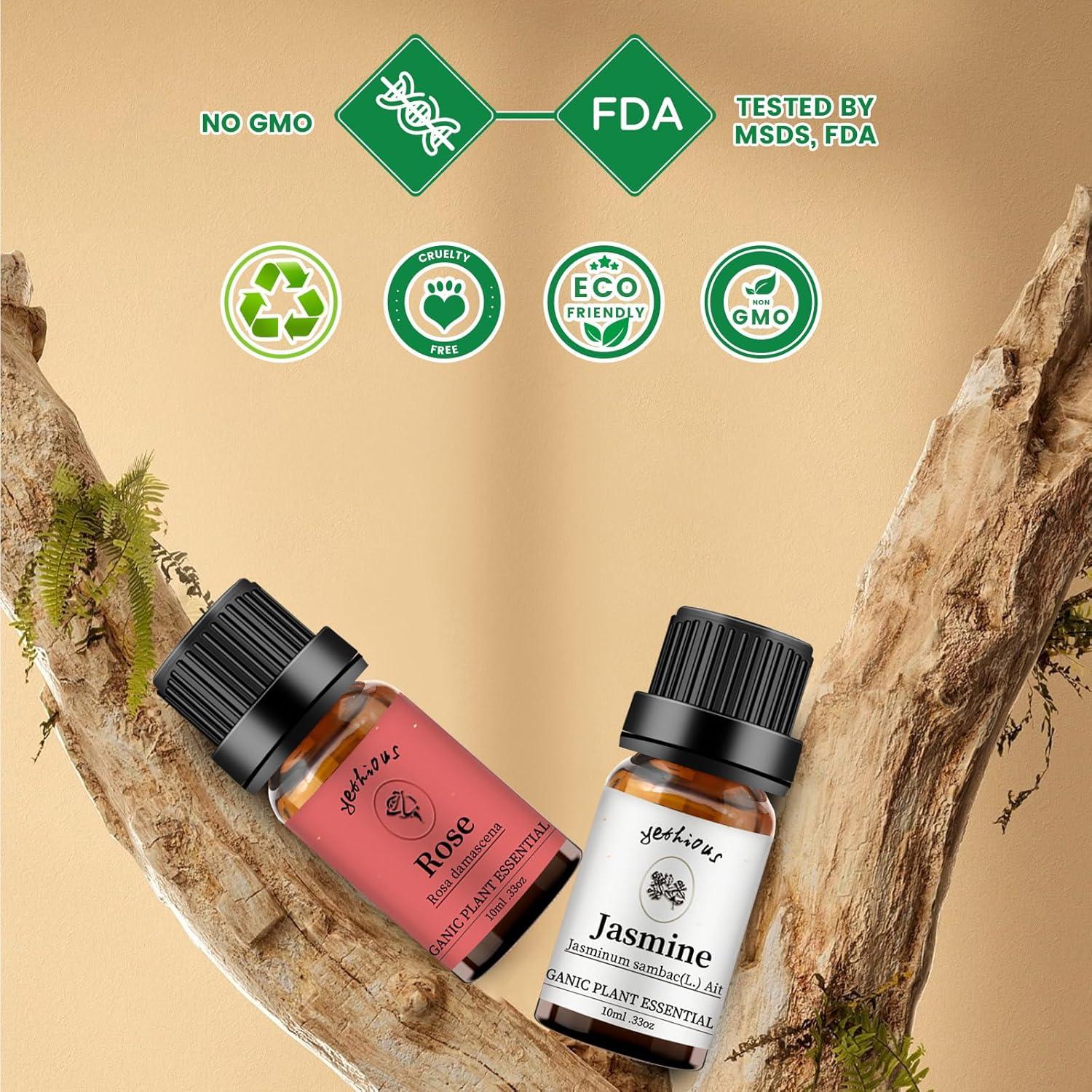 Set de Aceite Esencial Orgánico Yethious Rosa y Jazmín 2x10ml