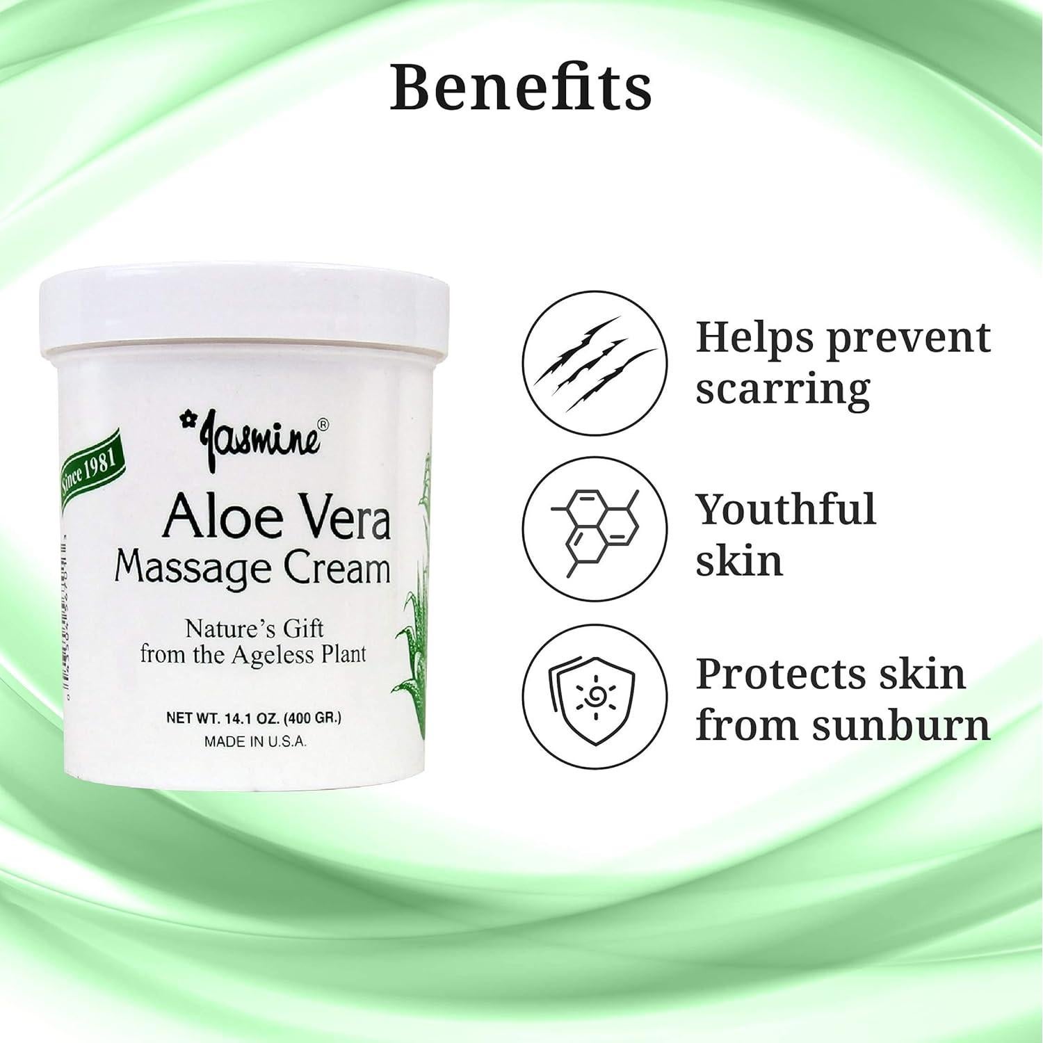 Crema de Masaje Aloe Vera Jasmine 400g - Hidratante Anti-Envejecimiento