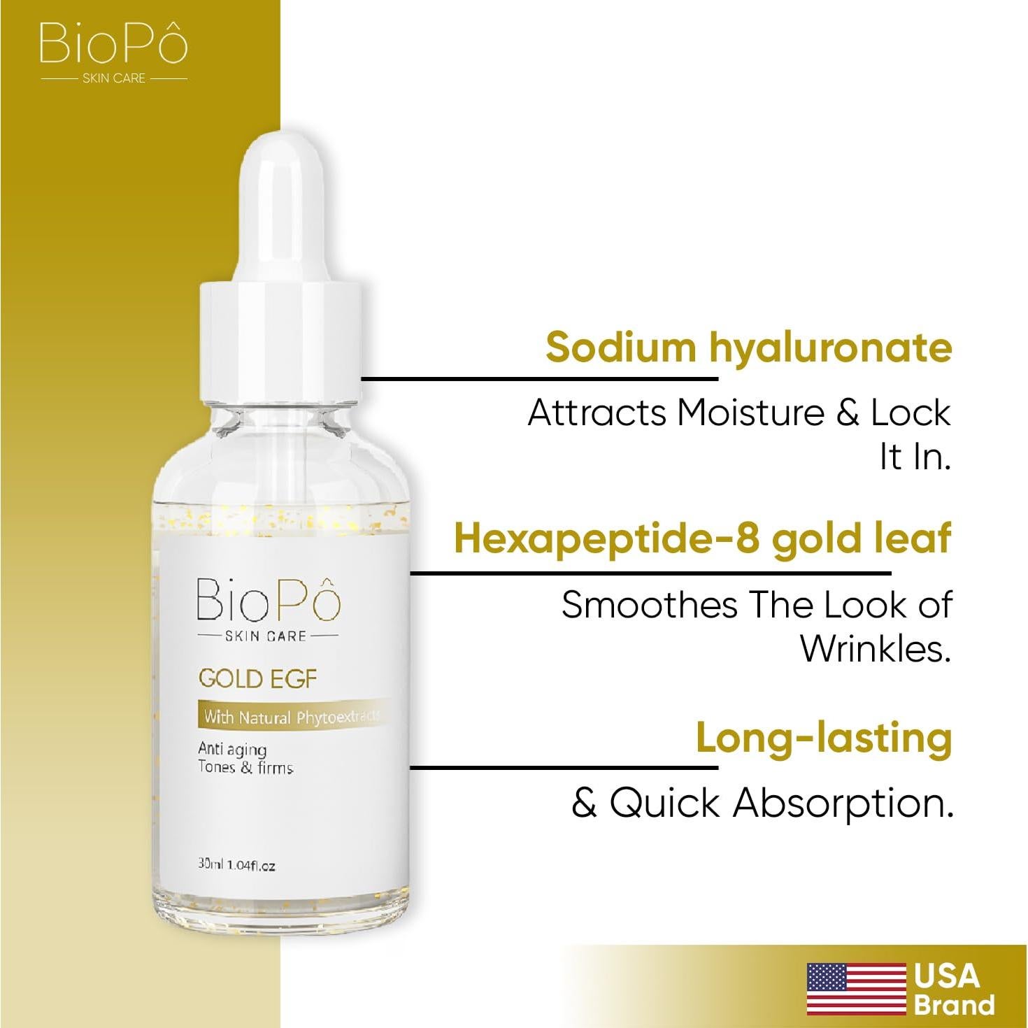 Suero Facial Antiarrugas Gold EGF BioPo 30 ml - Regeneración Piel