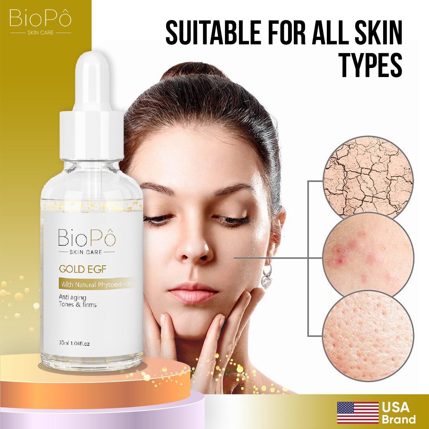 Suero Facial Antiarrugas Gold EGF BioPo 30 ml - Regeneración Piel