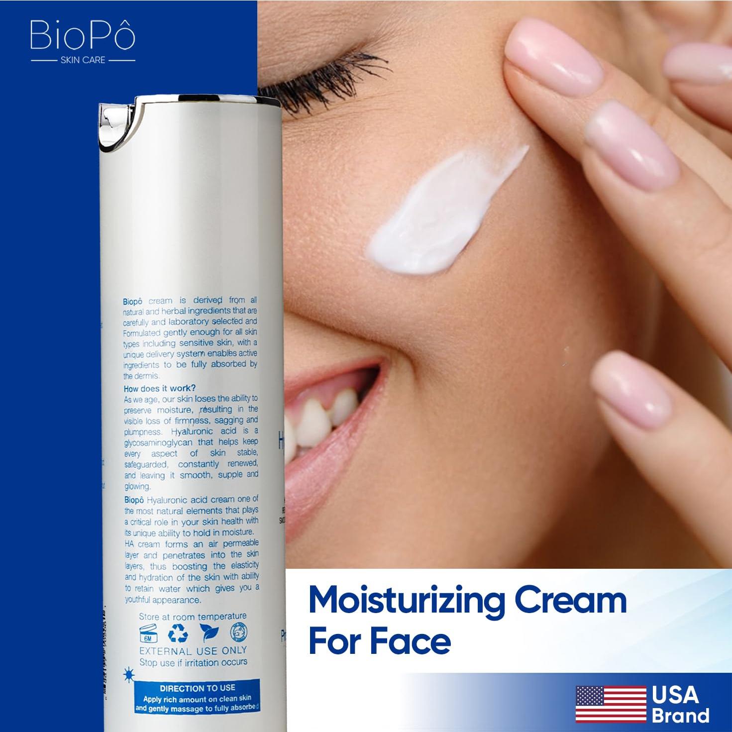 Crema Hidratante Facial BioPo 50 ml con Ácido Hialurónico