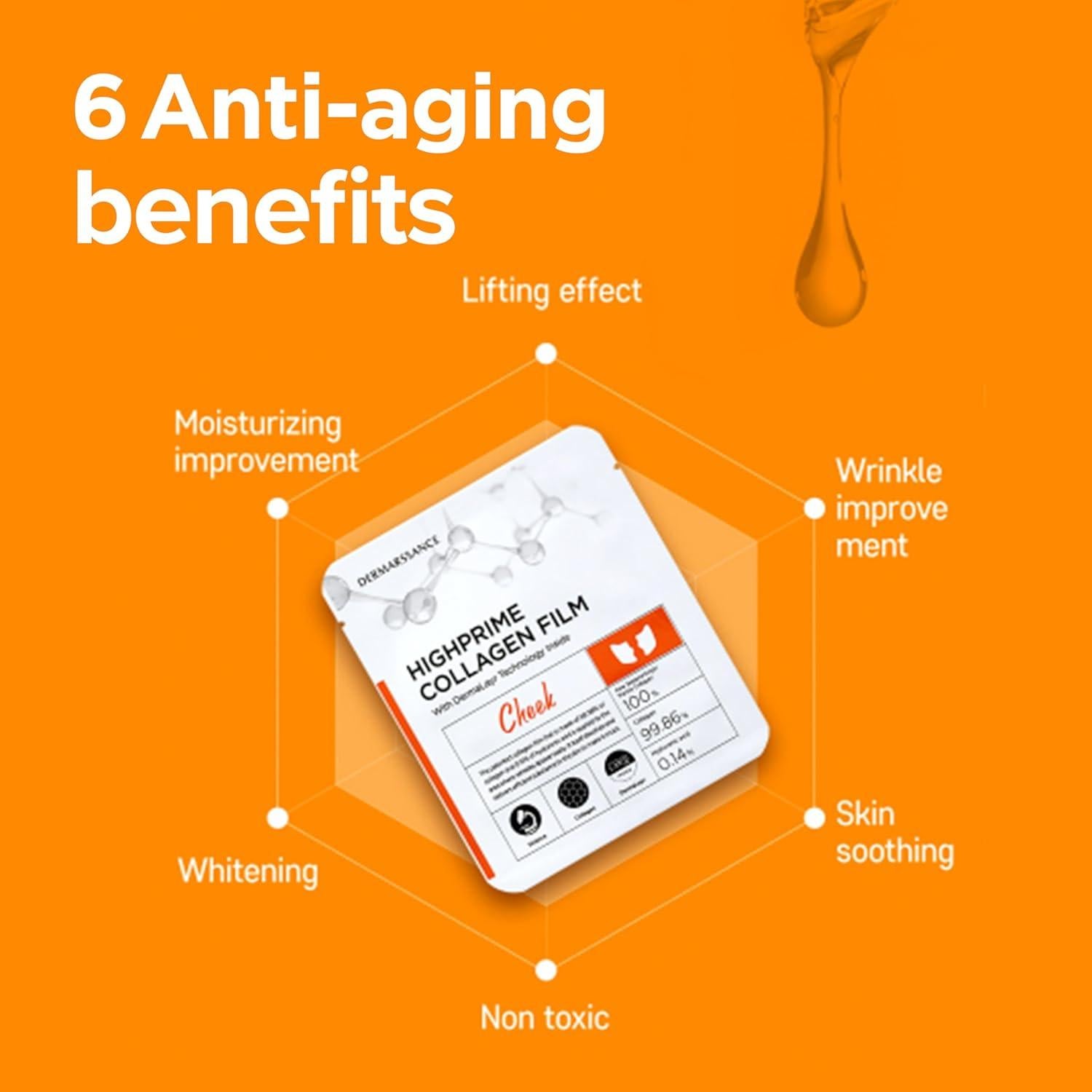 Película de colágeno Hitrons para frente y cuello - 5 hojas