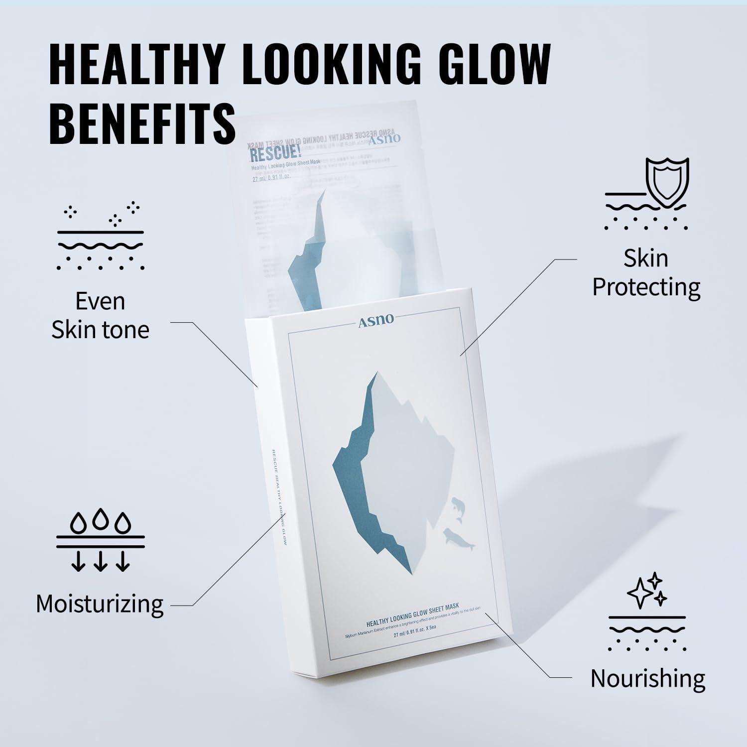 ASNO Máscara Facial Vegana Hidratante 5 Unidades - Piel Sensible