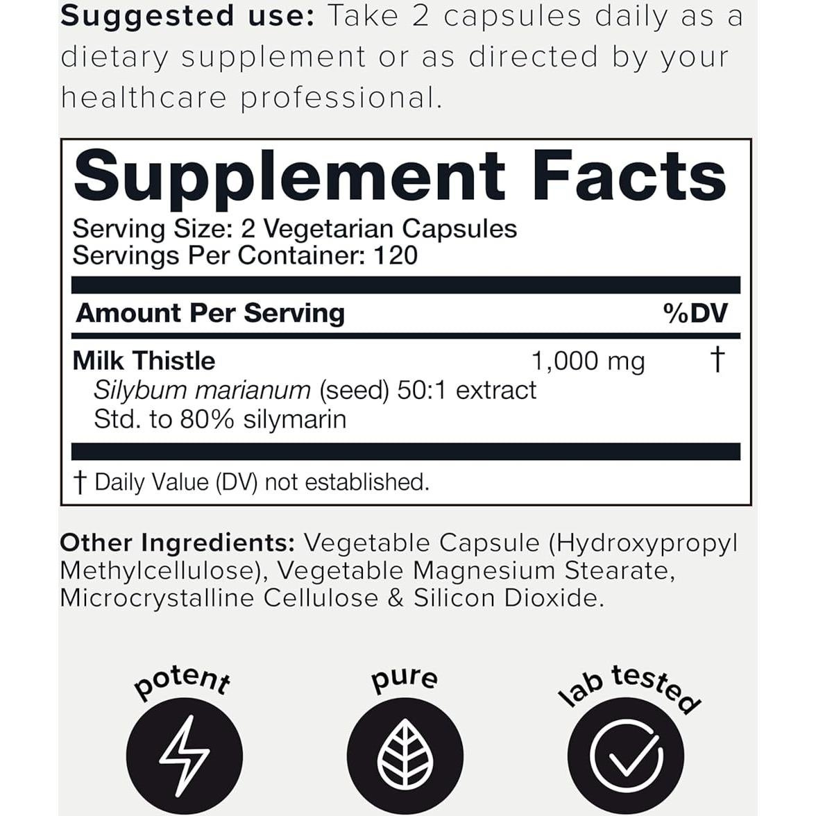 Cardo Mariano Toniiq 240 Cápsulas 1000mg 80% Silymarina
