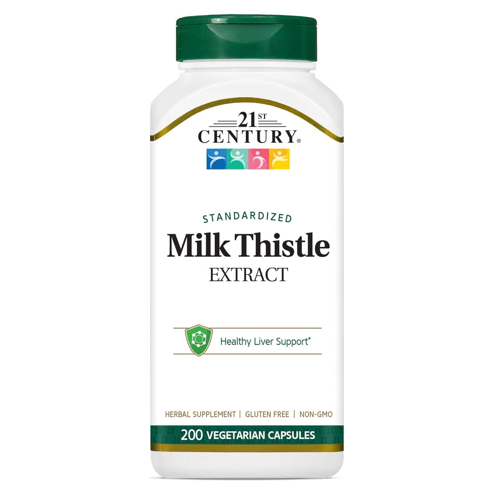 Extracto de Cardo Mariano 21st Century 200 Cápsulas Veganas