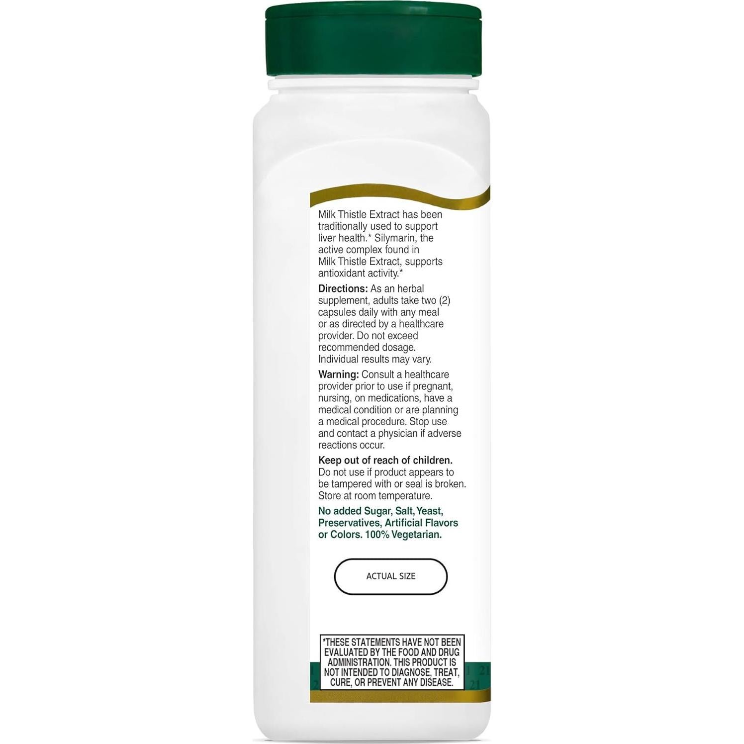 Extracto de Cardo Mariano 21st Century 200 Cápsulas Veganas