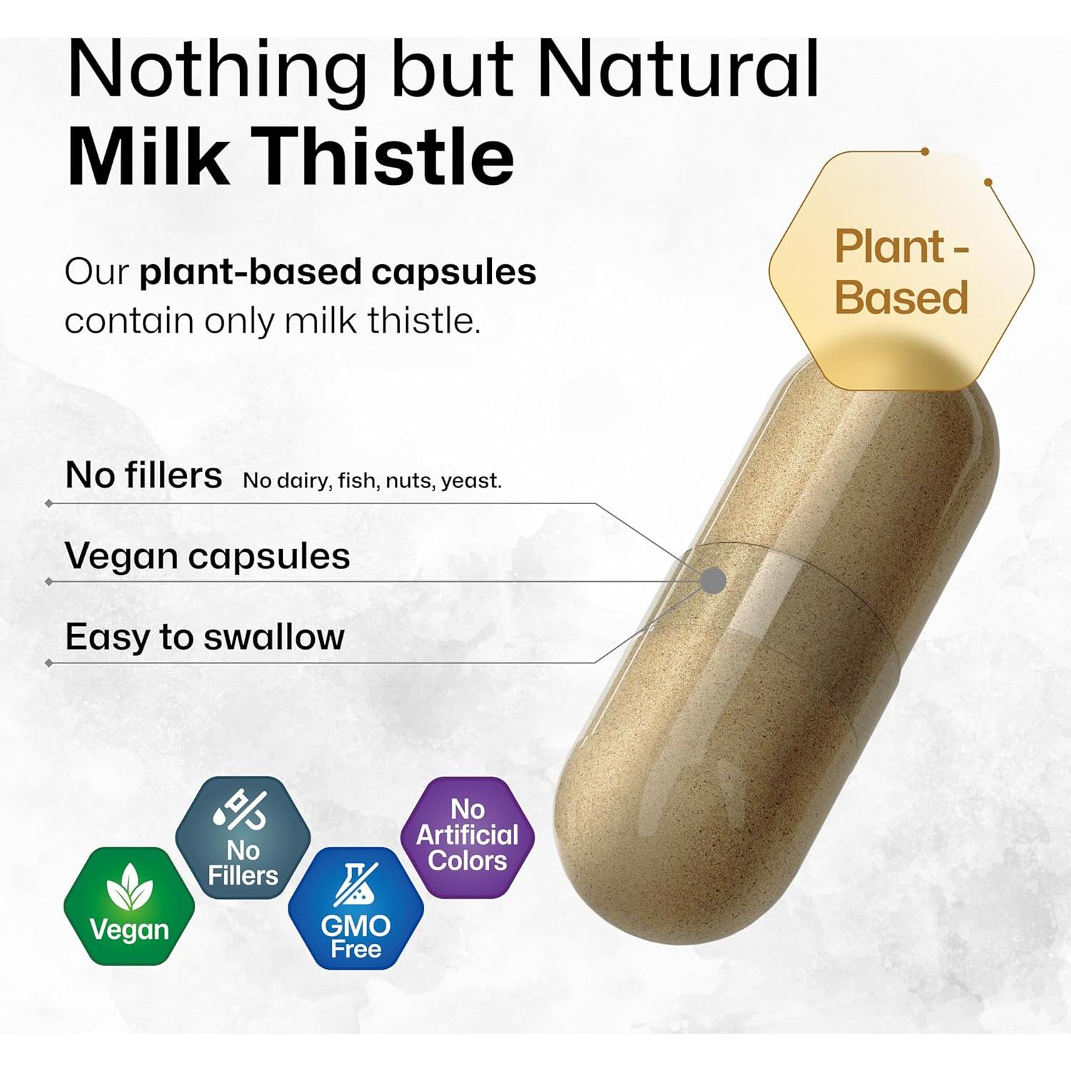 Cápsulas de Cardo Mariano BIO KRAUTER 1400 mg - 250 Unidades - Suplemento Vegano para el Hígado