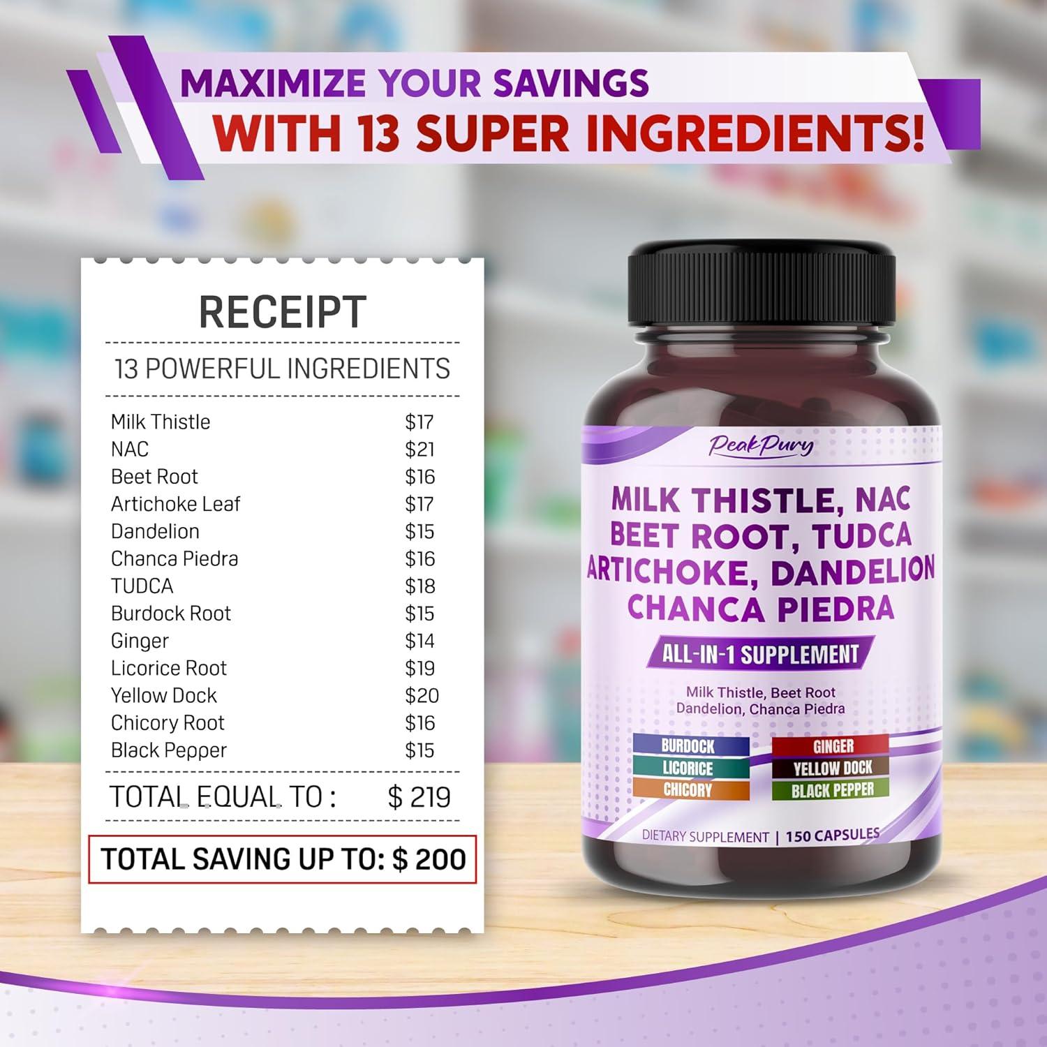 Suplemento Cardo Mariano PeakPury 150 Cápsulas Veganas