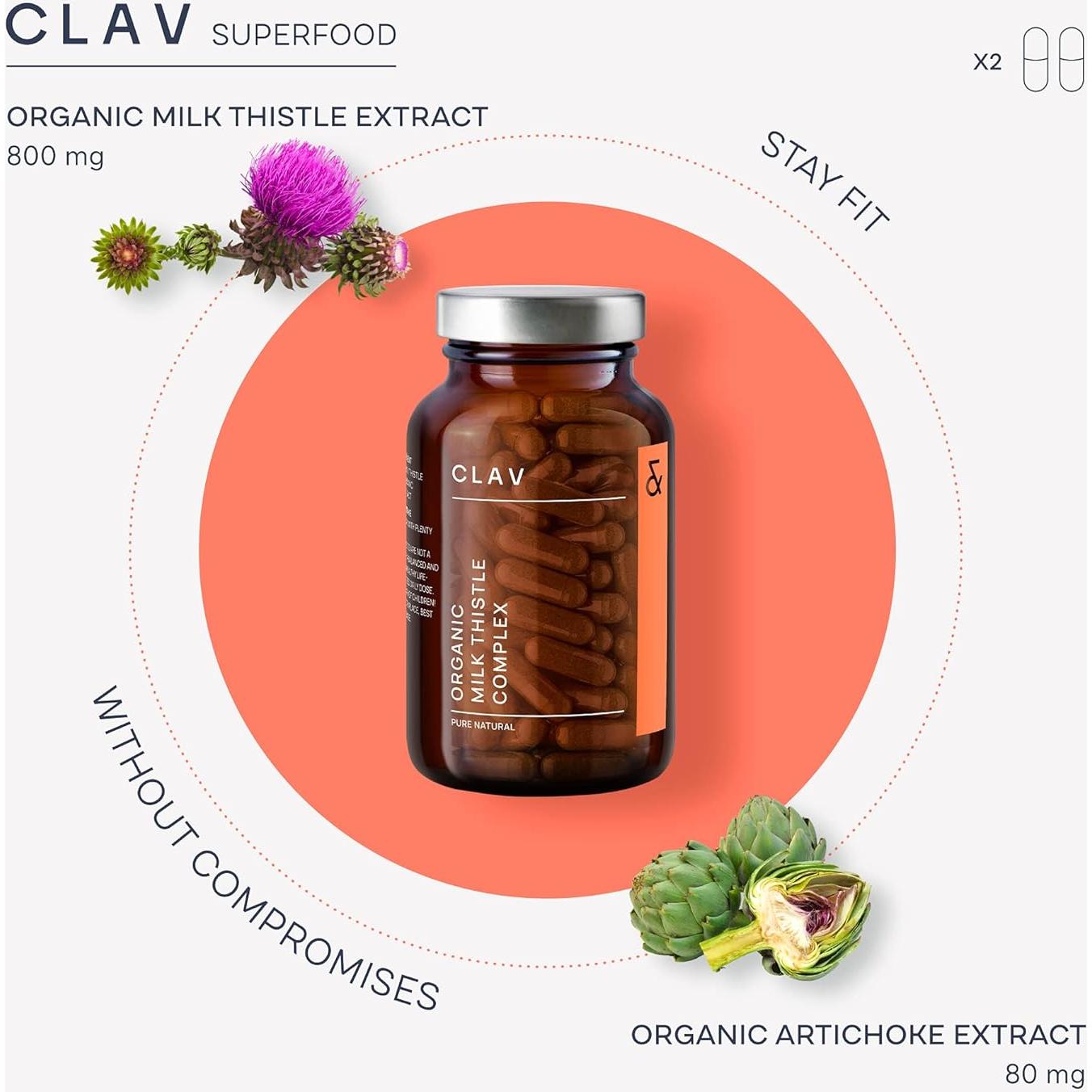 Suplemento Detox CLAV Cardo Mariano y Alcachofa 120 Cápsulas