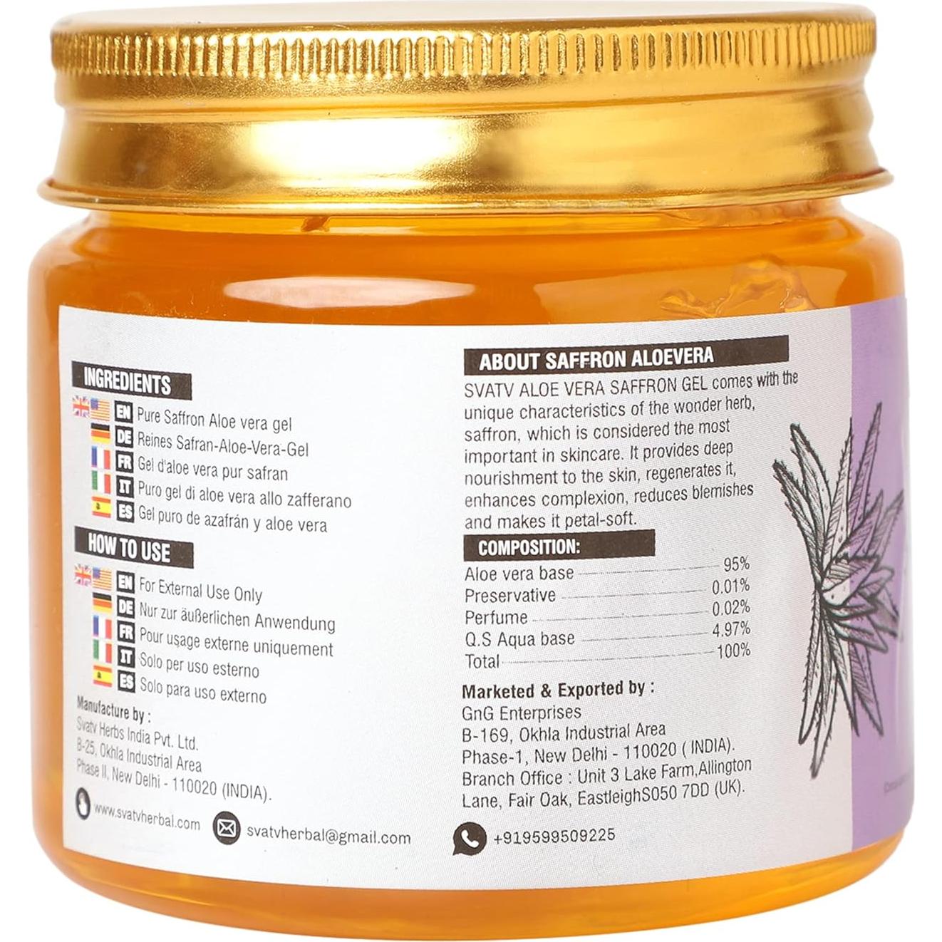 Gel de Aloe Vera con Azafrán SVATV - Hidratación 200g