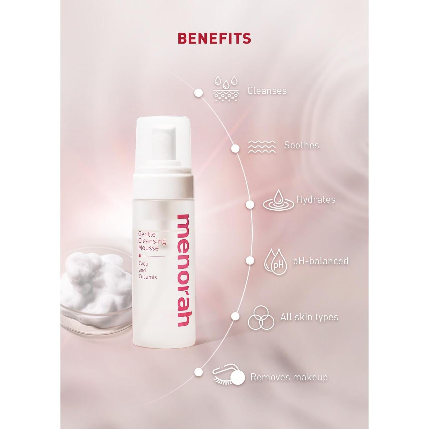 Mousse Limpiadora Suave Menorah - Hidratante Cactus y Pepino