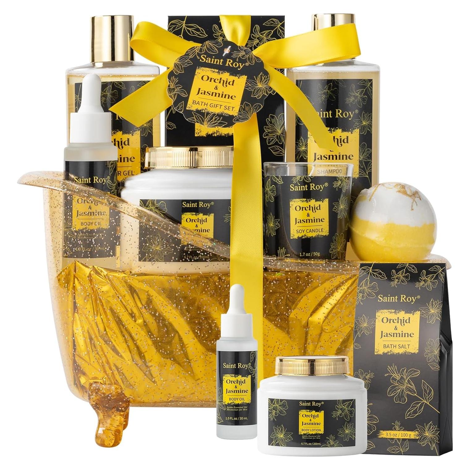 Cesta de Regalo Spa Saint Roy - 8 Piezas Orquídea y Jazmín