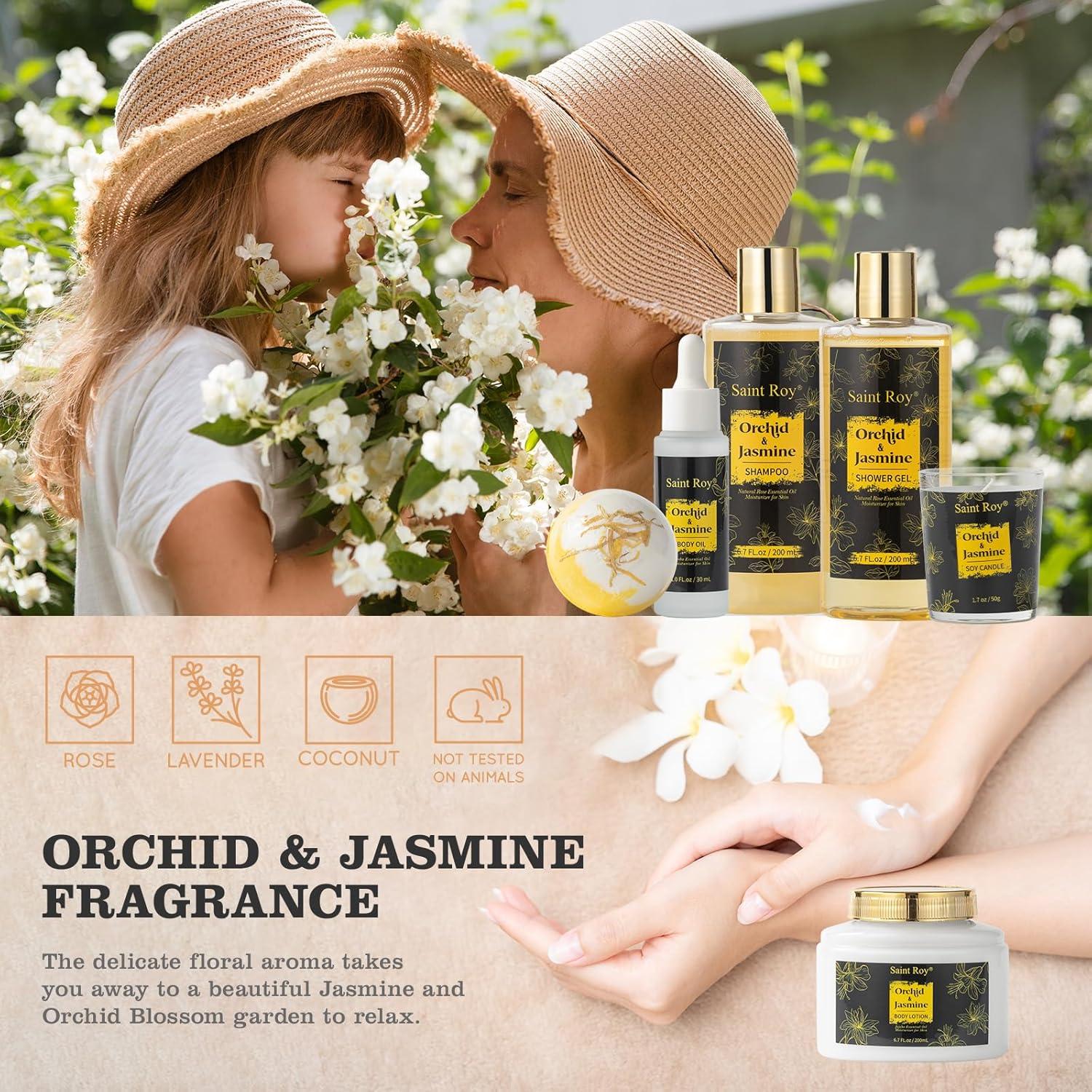 Cesta de Regalo Spa Saint Roy - 8 Piezas Orquídea y Jazmín