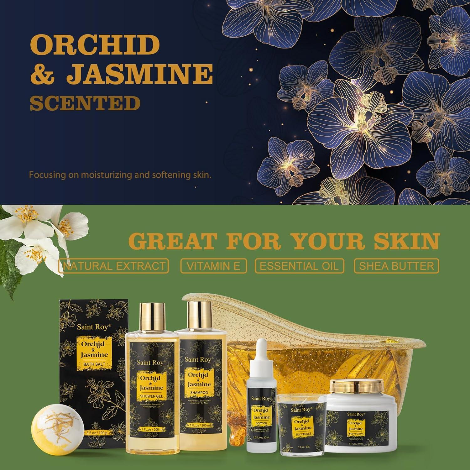 Cesta de Regalo Spa Saint Roy - 8 Piezas Orquídea y Jazmín