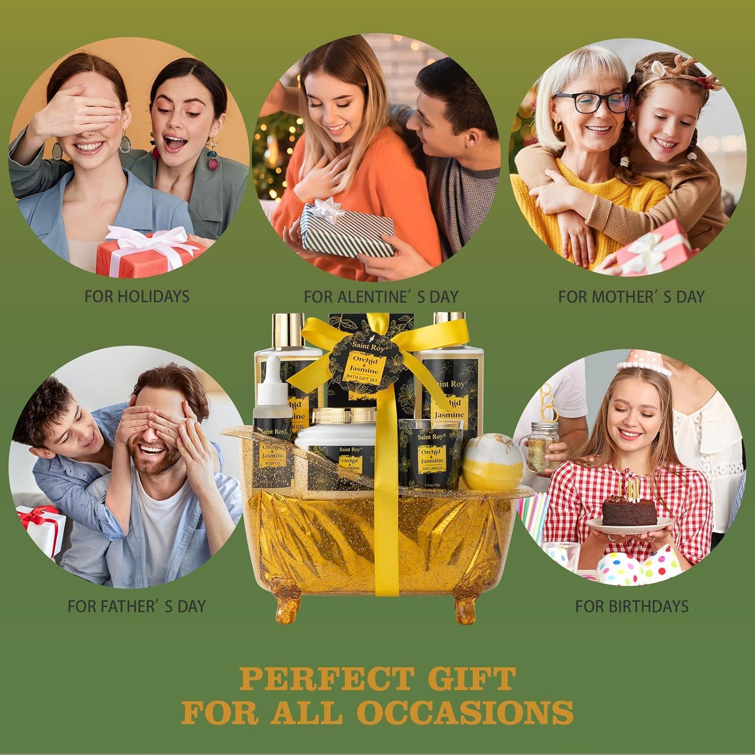 Cesta de Regalo Spa Saint Roy - 8 Piezas Orquídea y Jazmín