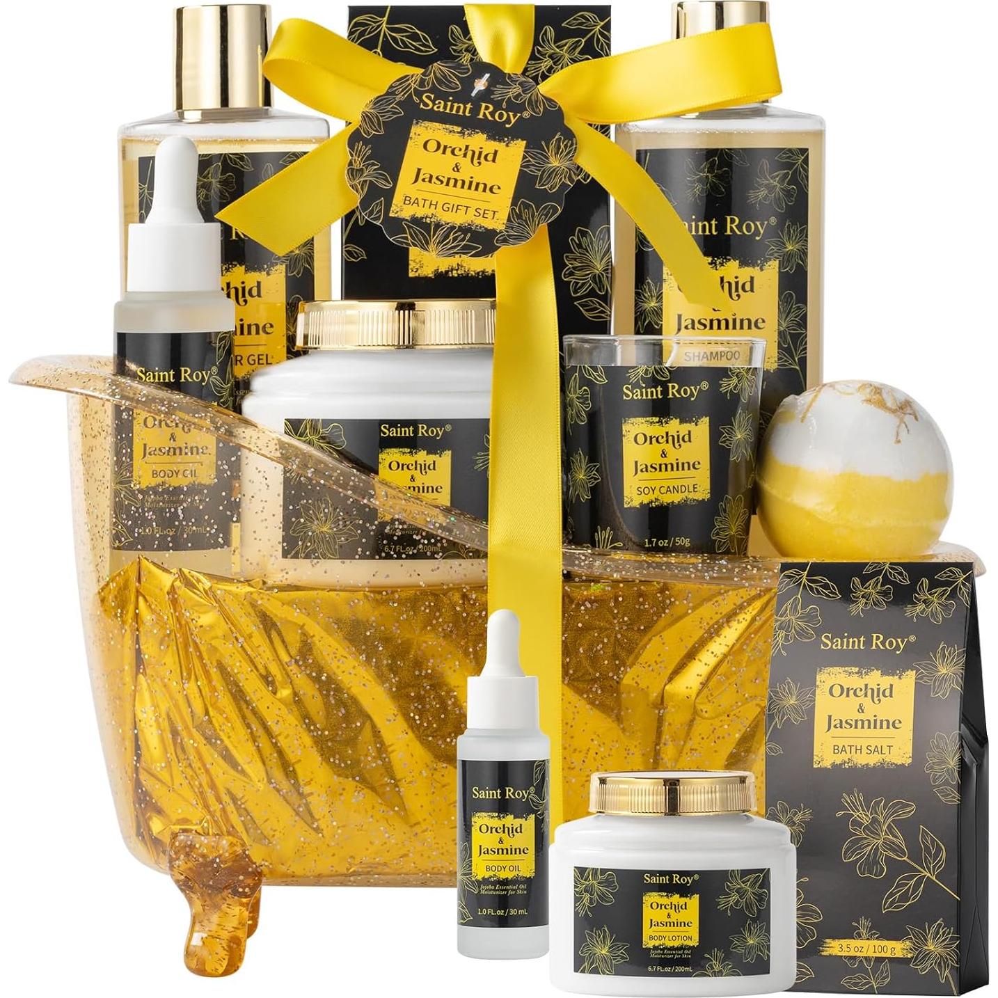 Cesta de Regalo Spa Saint Roy - 8 Piezas Orquídea y Jazmín