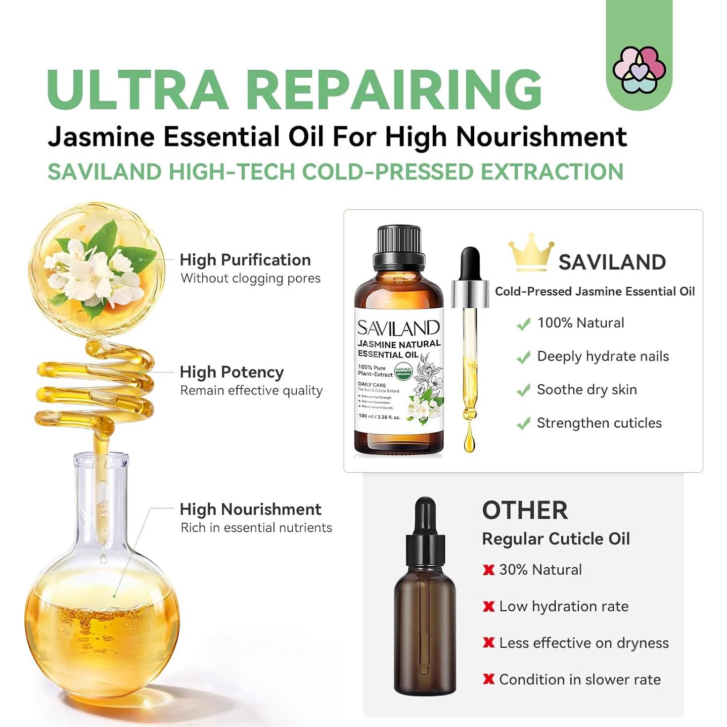 Aceite Esencial de Jazmín SAVILAND 50 ml - Cuidado de Uñas y Cutículas