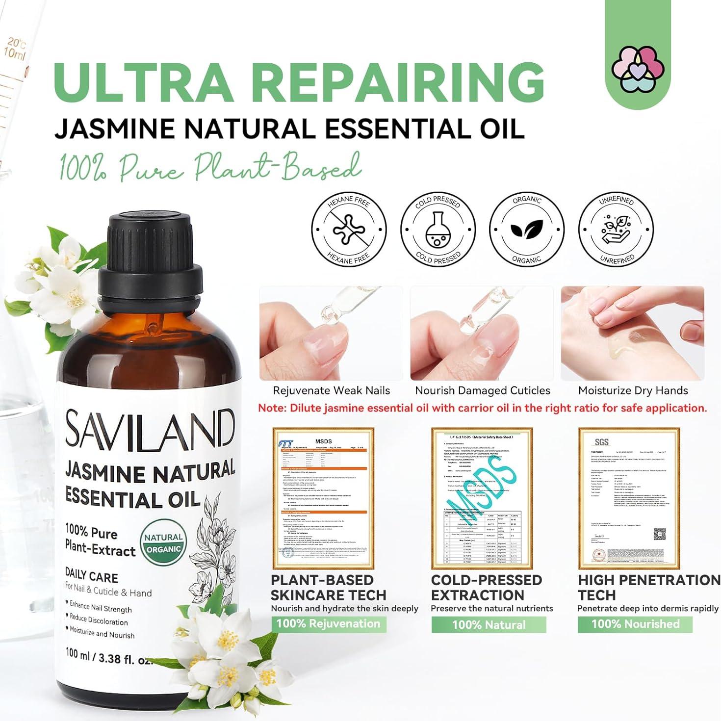 Aceite Esencial de Jazmín SAVILAND 50 ml - Cuidado de Uñas y Cutículas