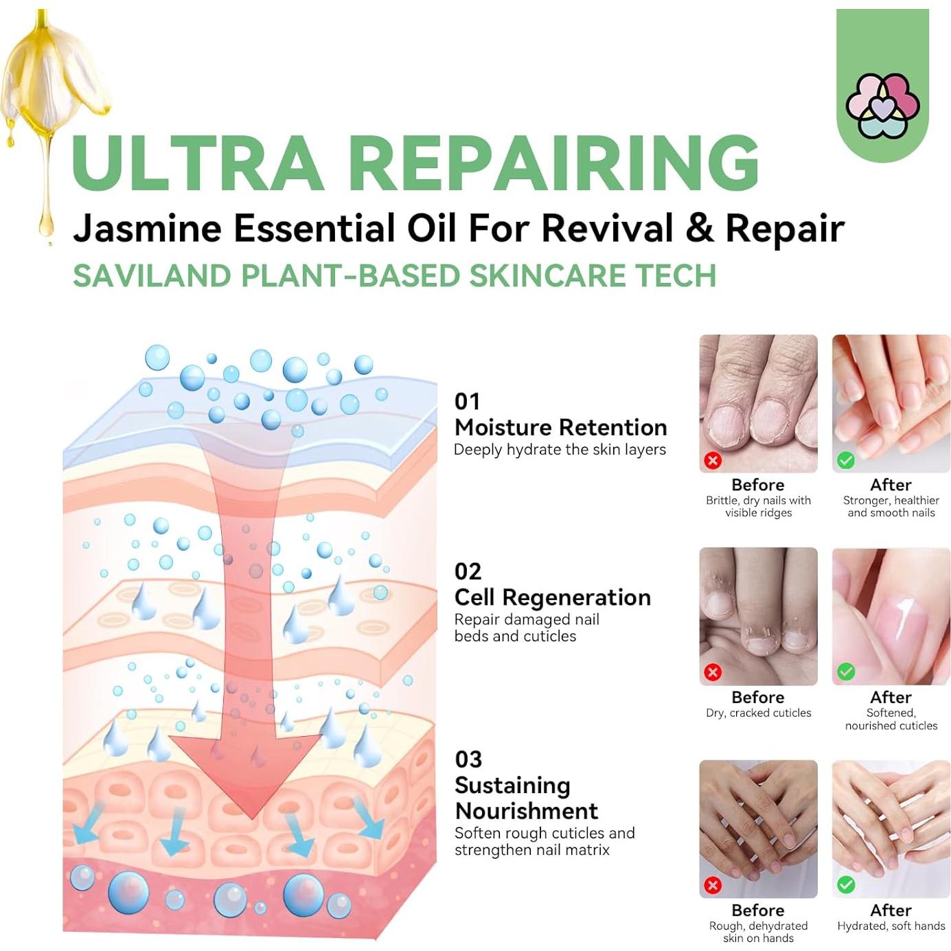 Aceite Esencial de Jazmín SAVILAND 50 ml - Cuidado de Uñas y Cutículas