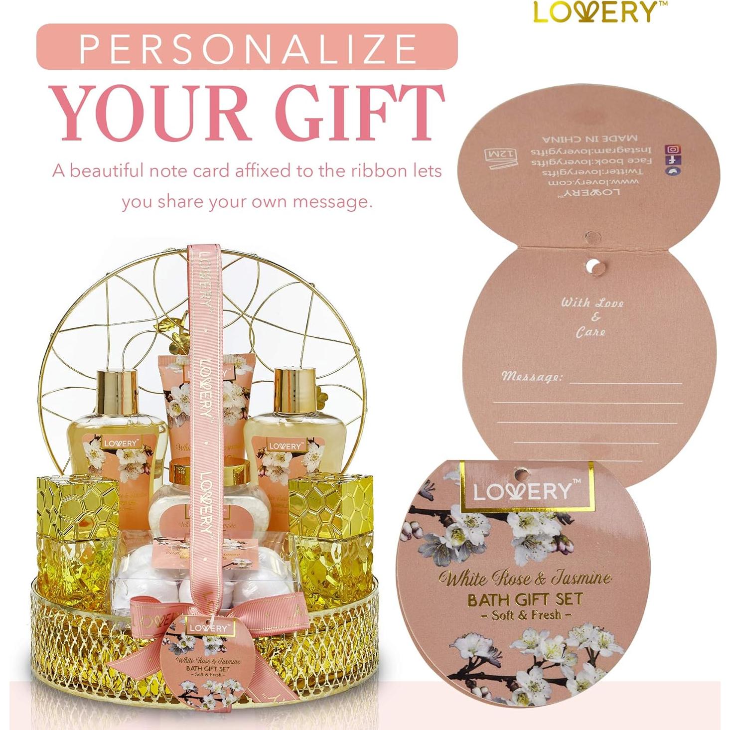 Set de Spa de Lujo Lovery 13 Piezas Rosa Blanca y Jazmín