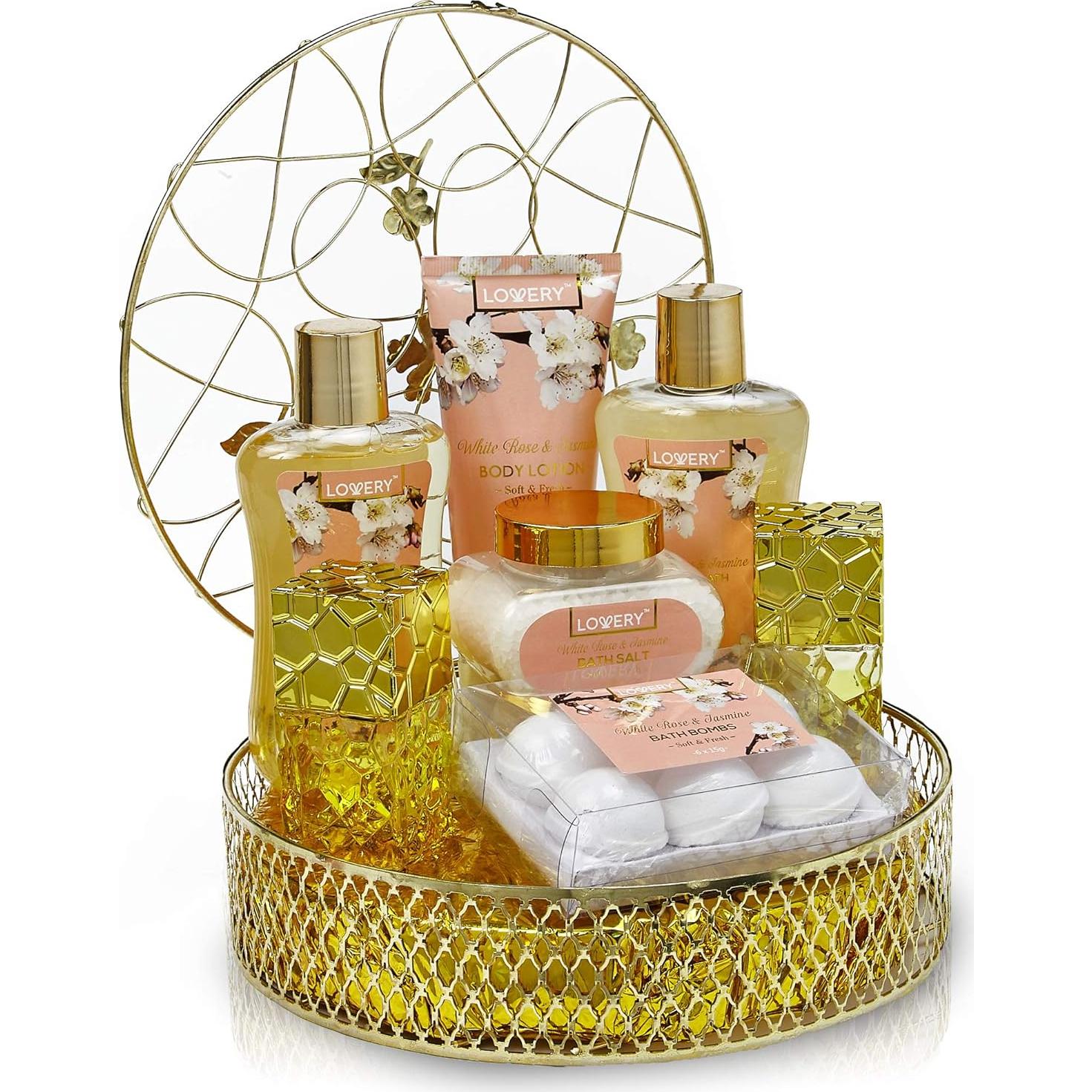 Set de Spa de Lujo Lovery 13 Piezas Rosa Blanca y Jazmín