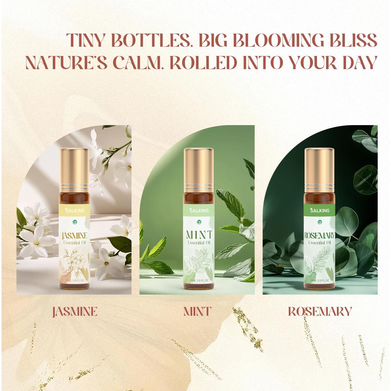 Conjunto de Aceites Esenciales Roll On SALKING 6 Pack con Flores Secas